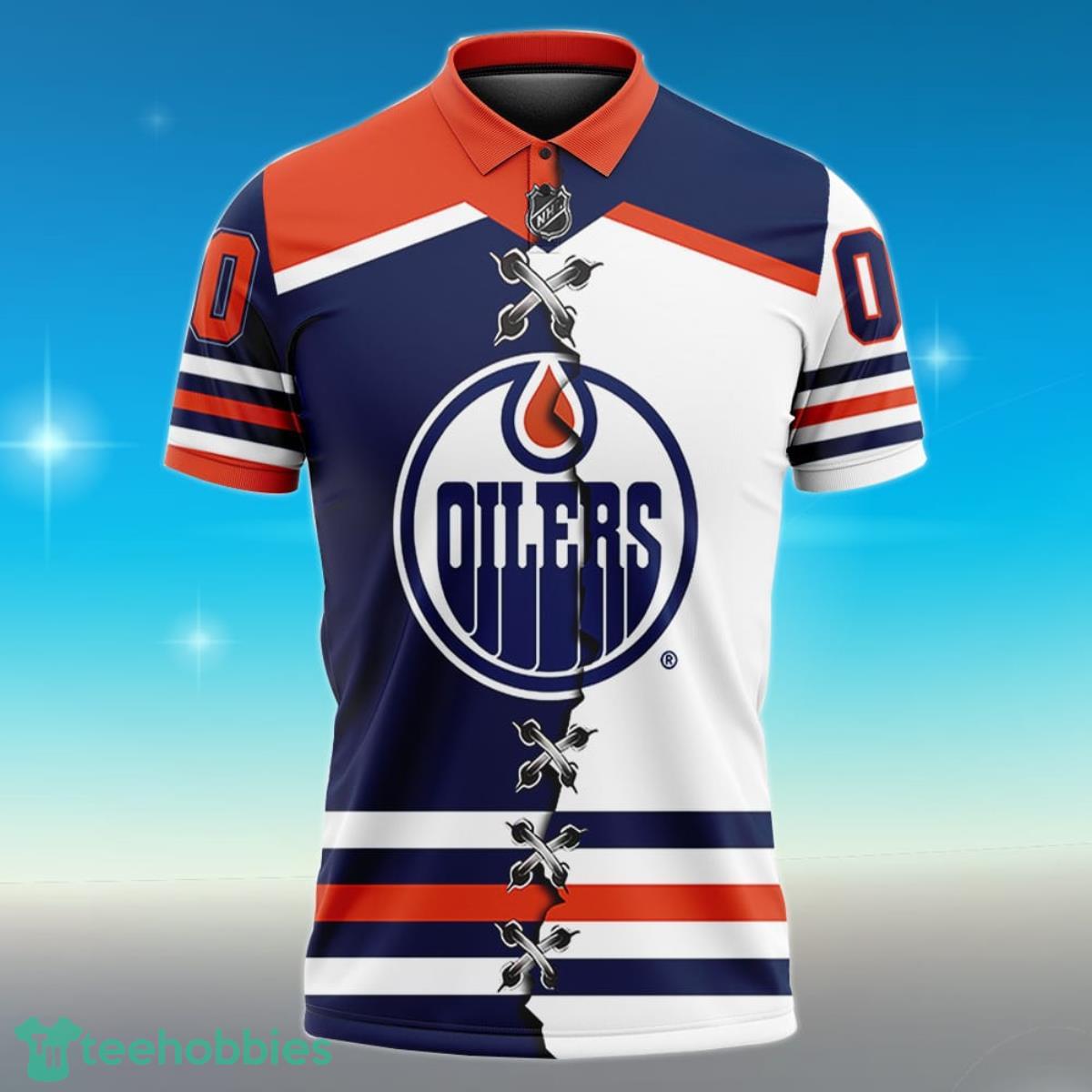 Edmonton Oilers Personalized Name NHL Mix Jersey Polo Shirt Best Gift For Fans Product Photo 2
