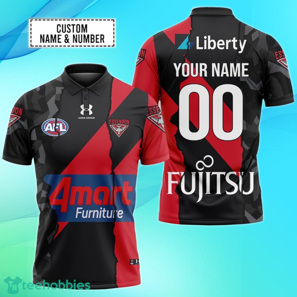 Essendon Bombers Personalized Name & Number AFL Polo Shirt Best Gift For Fans Product Photo 1