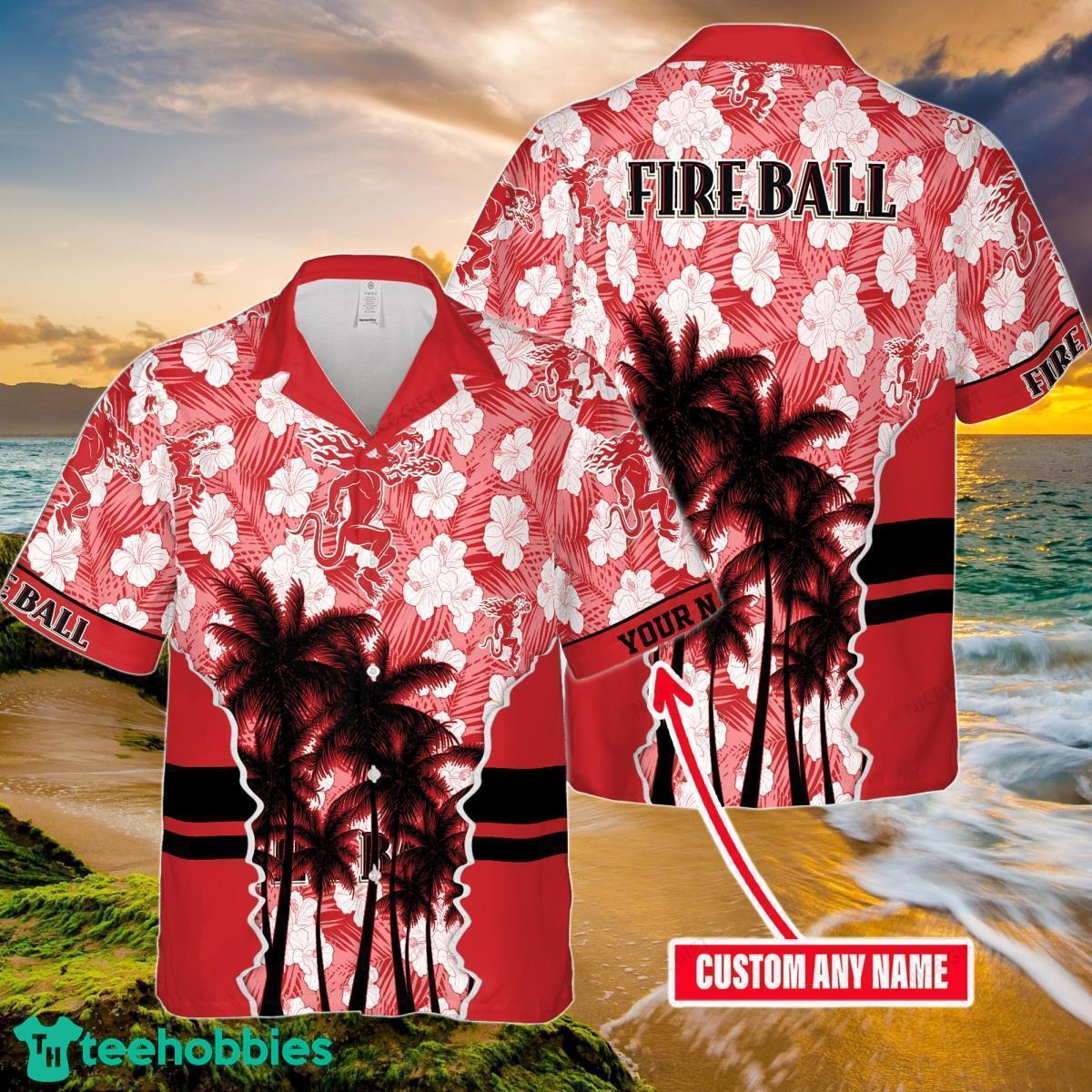 Fireball Cinnamon Whisky Custom Name Hawaiian Shirt Best Gift For family Product Photo 2