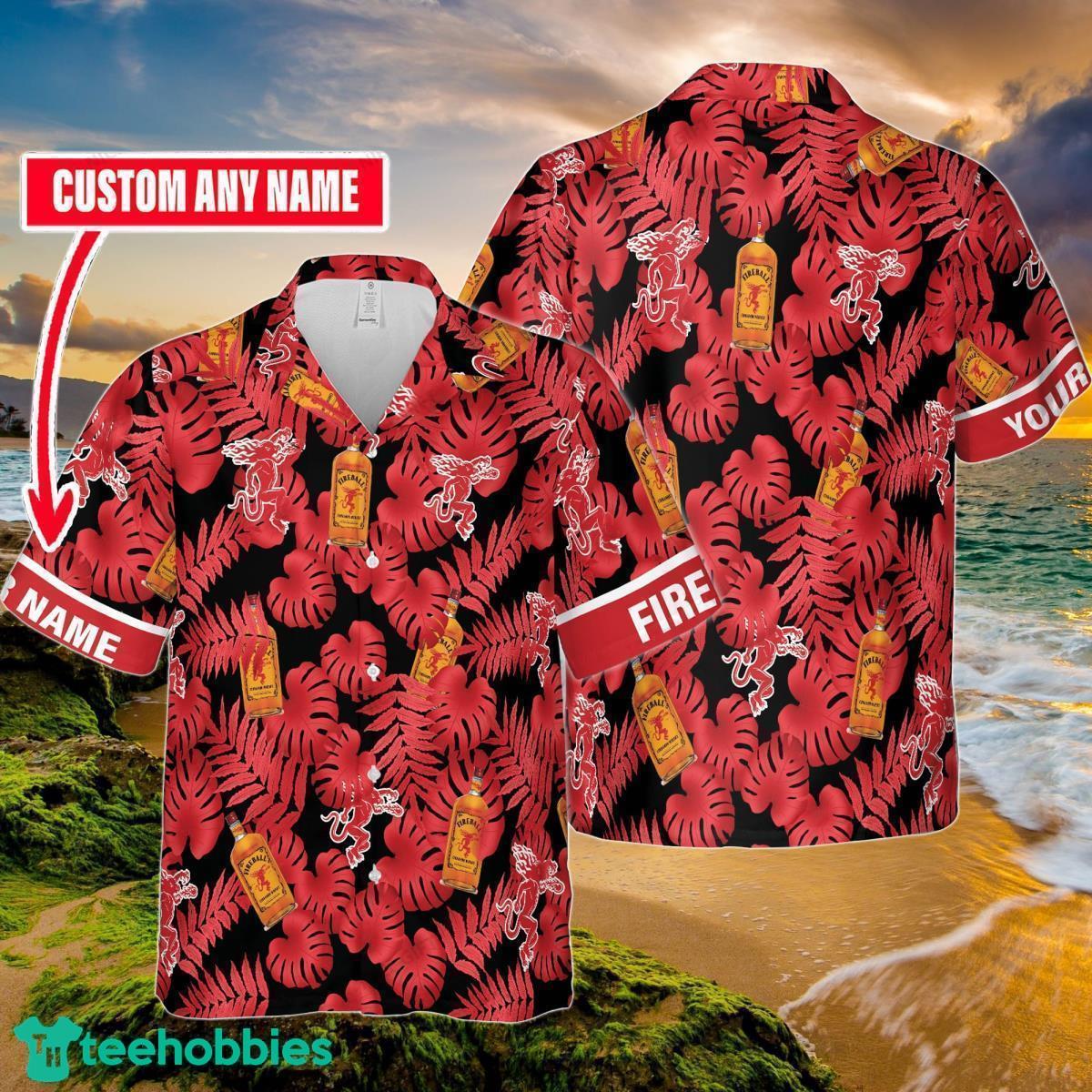 Fireball Cinnamon Whisky Custom Name Hawaiian Shirt Best Gift For family Product Photo 1