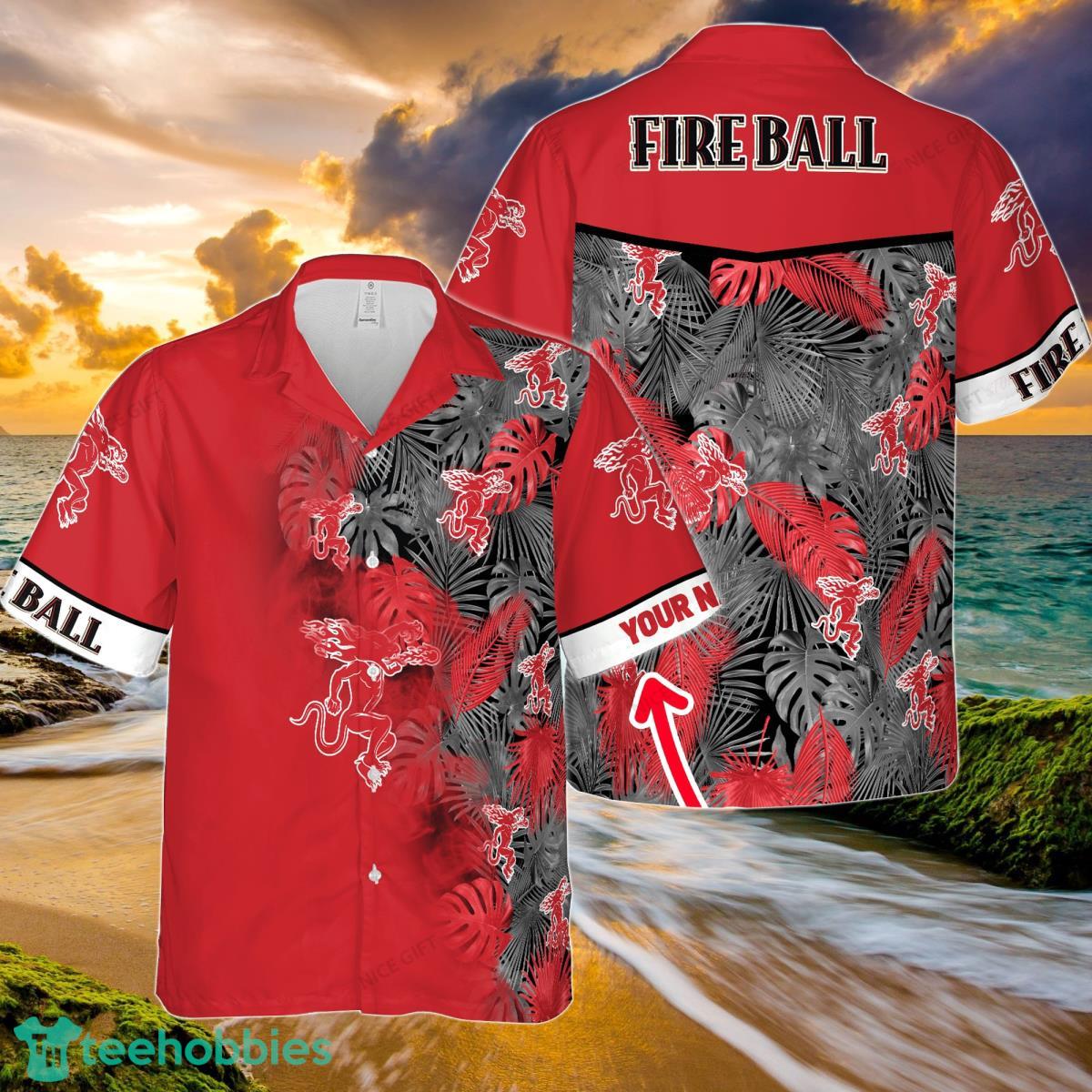 Fireball Cinnamon Whisky Custom Name Hawaiian Shirt Great Gifts For Men And Women Product Photo 1
