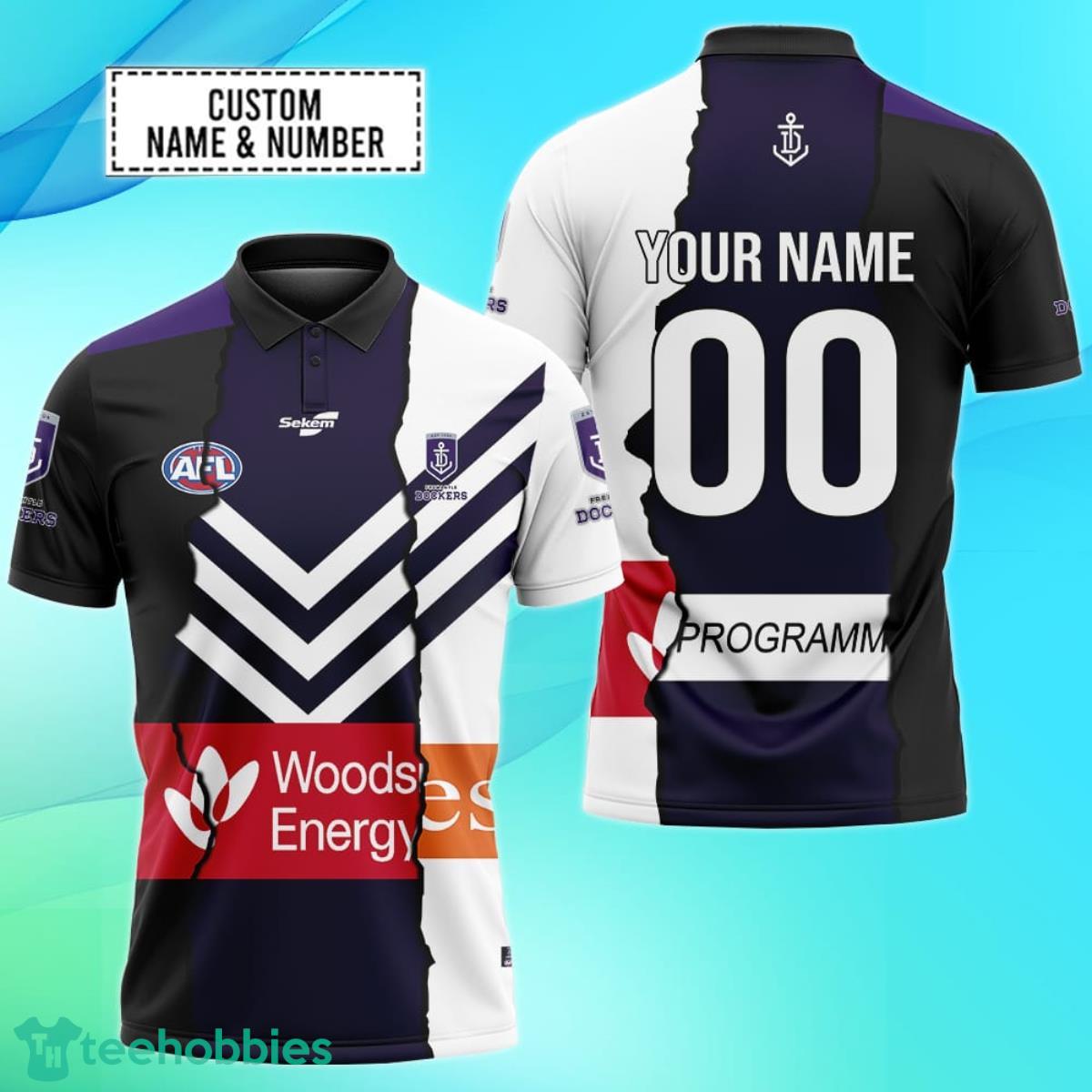 Fremantle Dockers Personalized Name & Number AFL Polo Shirt Best Gift For Fans Product Photo 1