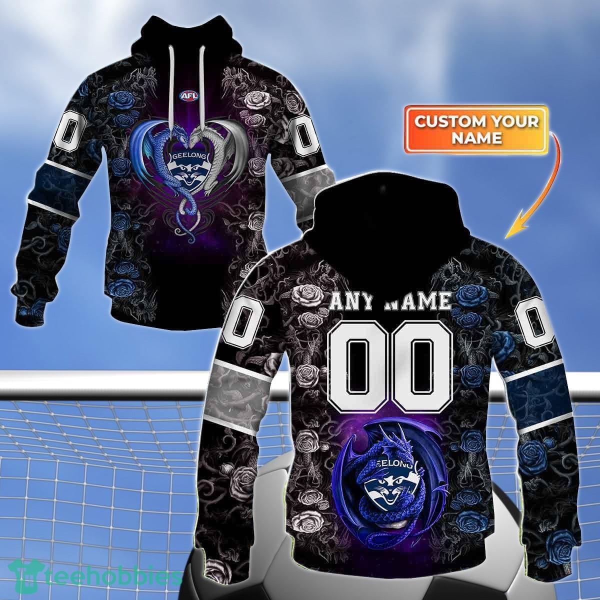 Geelong Cats Custom Name And Number Rose Dragon 3D Shirt For Fans Product Photo 1