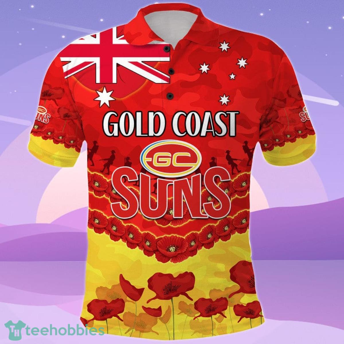 Gold Coast Suns Football ANZAC Polo Shirt Lest We Forget Product Photo 1
