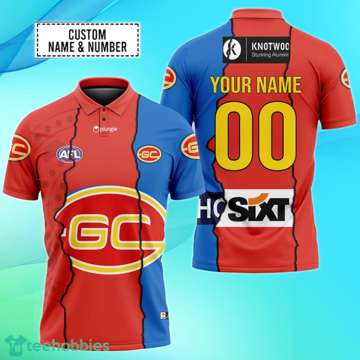 Gold Coast Suns Personalized Name & Number AFL Polo Shirt Best Gift For Fans Product Photo 1