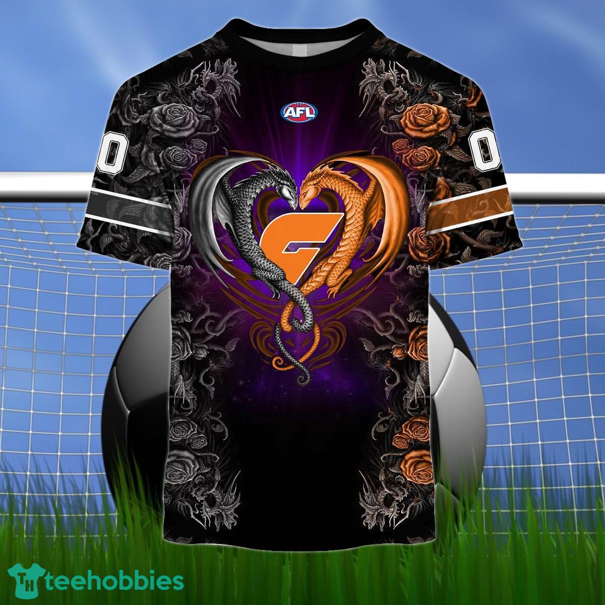 Greater Western Sydney Giants Custom Name And Number Rose Dragon 3D Shirt For Fans Product Photo 2