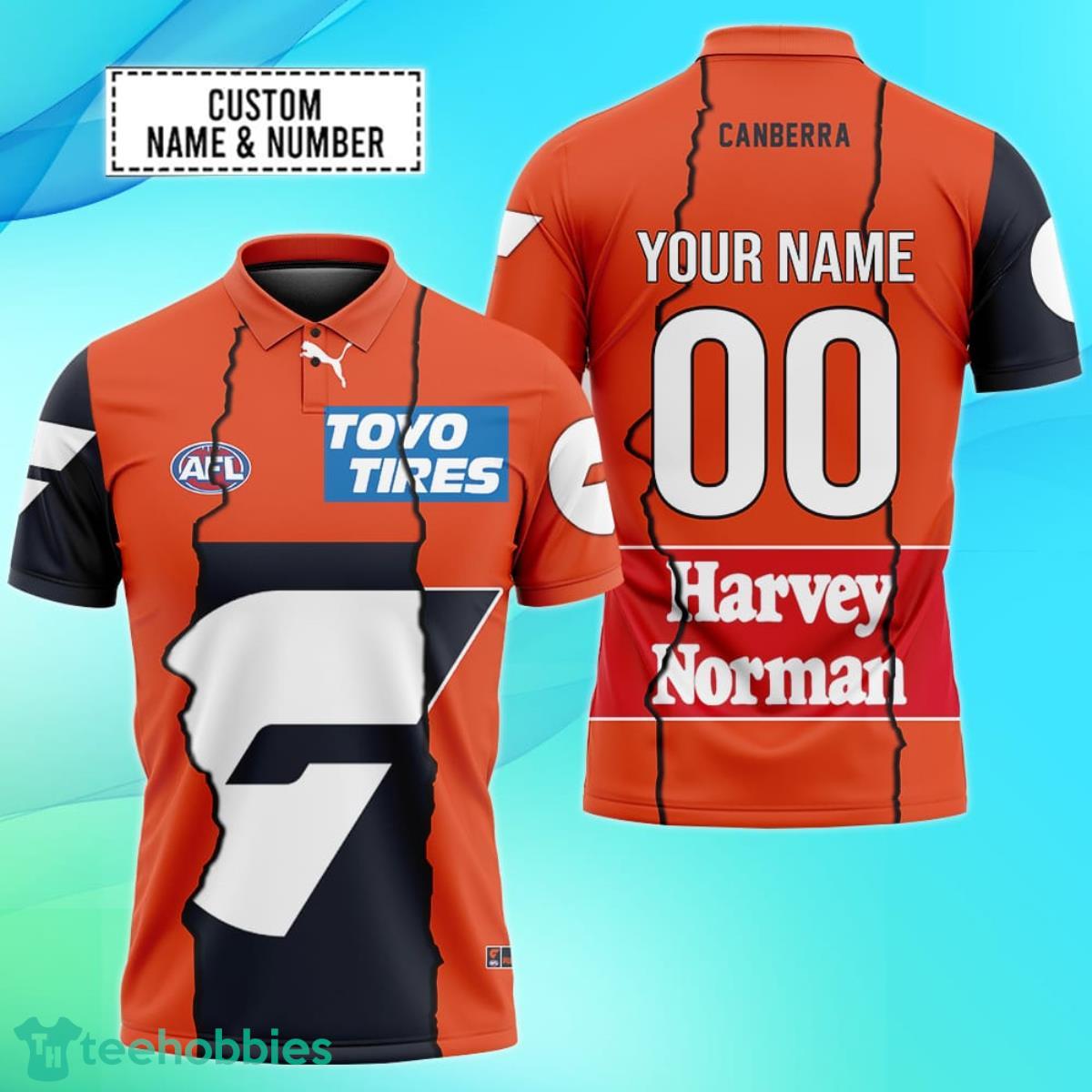 Greater Western Sydney Giants Personalized Name & Number AFL Polo Shirt Best Gift For Fans Product Photo 1