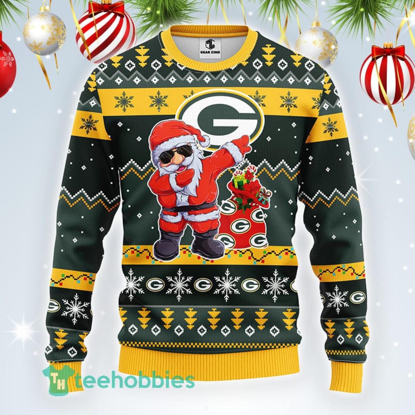 Christmas Gift Green Bay Packers Dabbing Santa 3D Ugly Christmas