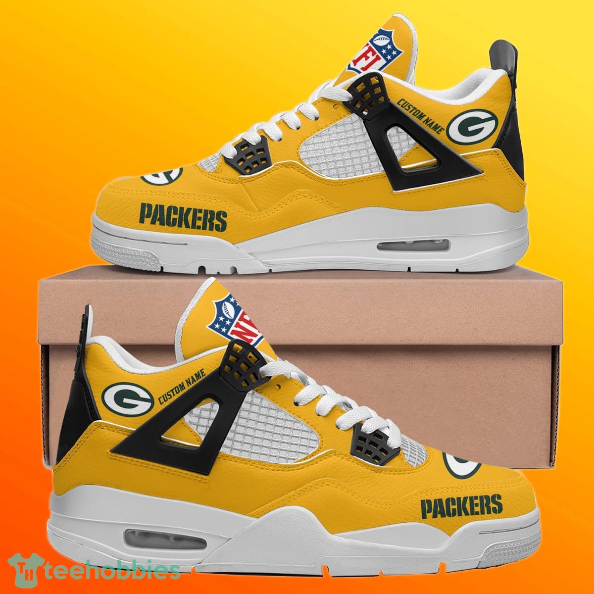 Green Bay Packers Personalized Name NFL Air Jordan 4 Trending Sneaker Unique Gift For Fans Product Photo 1