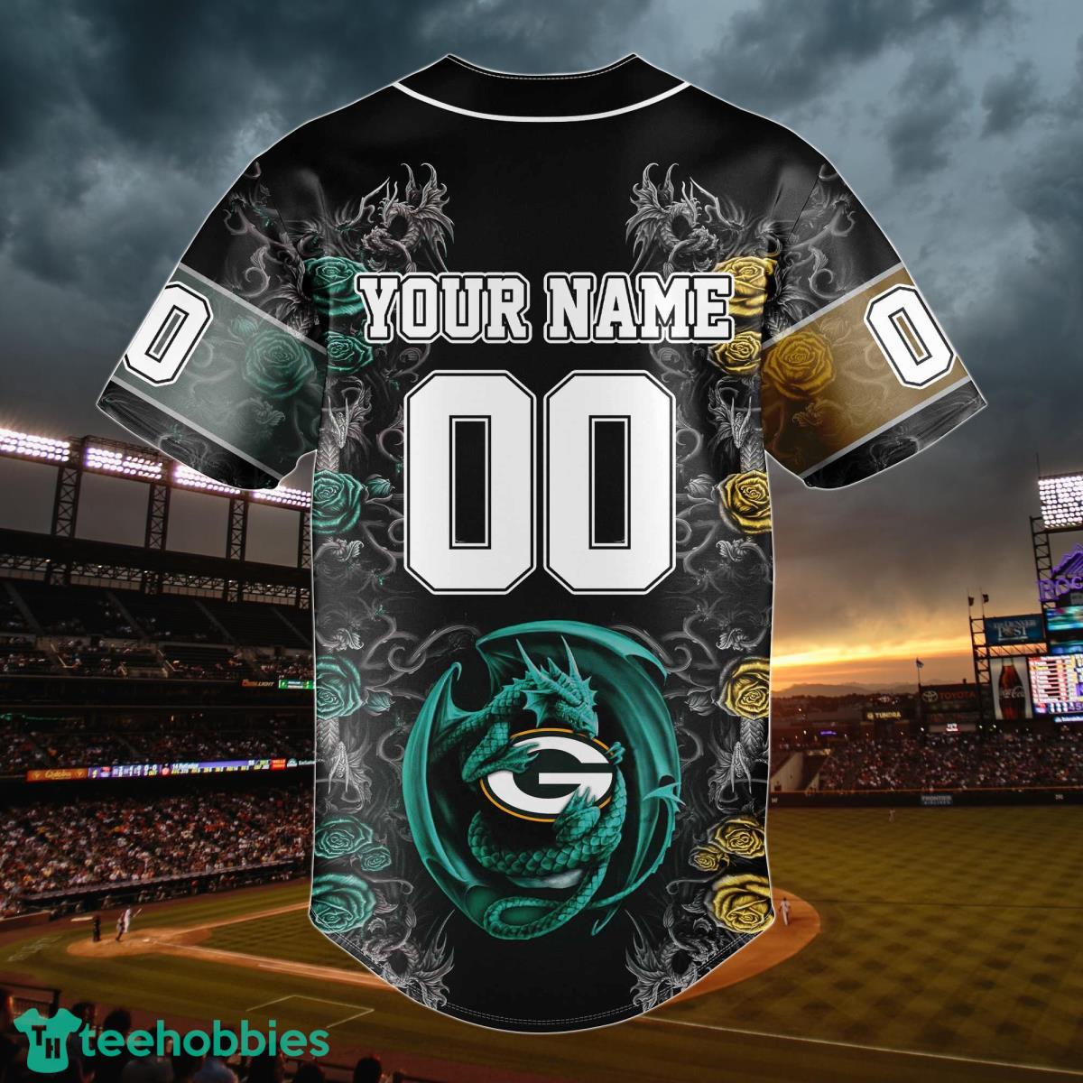 Green Bay Packers Personalized Name & Number NFL Dragon Baseball Shirt Best  Gift Fans