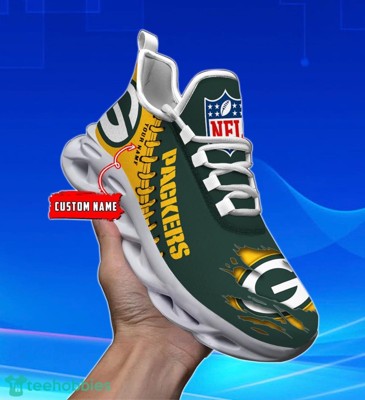 Green Bay Packers Custom Name NFL Max Soul Shoes Gift For Fans