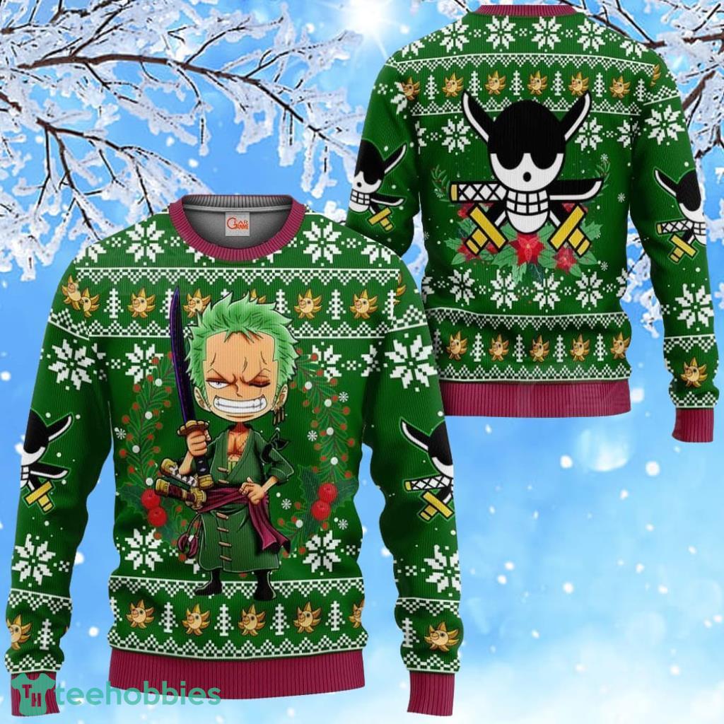 Happy Zoro Ugly Christmas Sweater 3D Anime Xmas One Piece Gift
