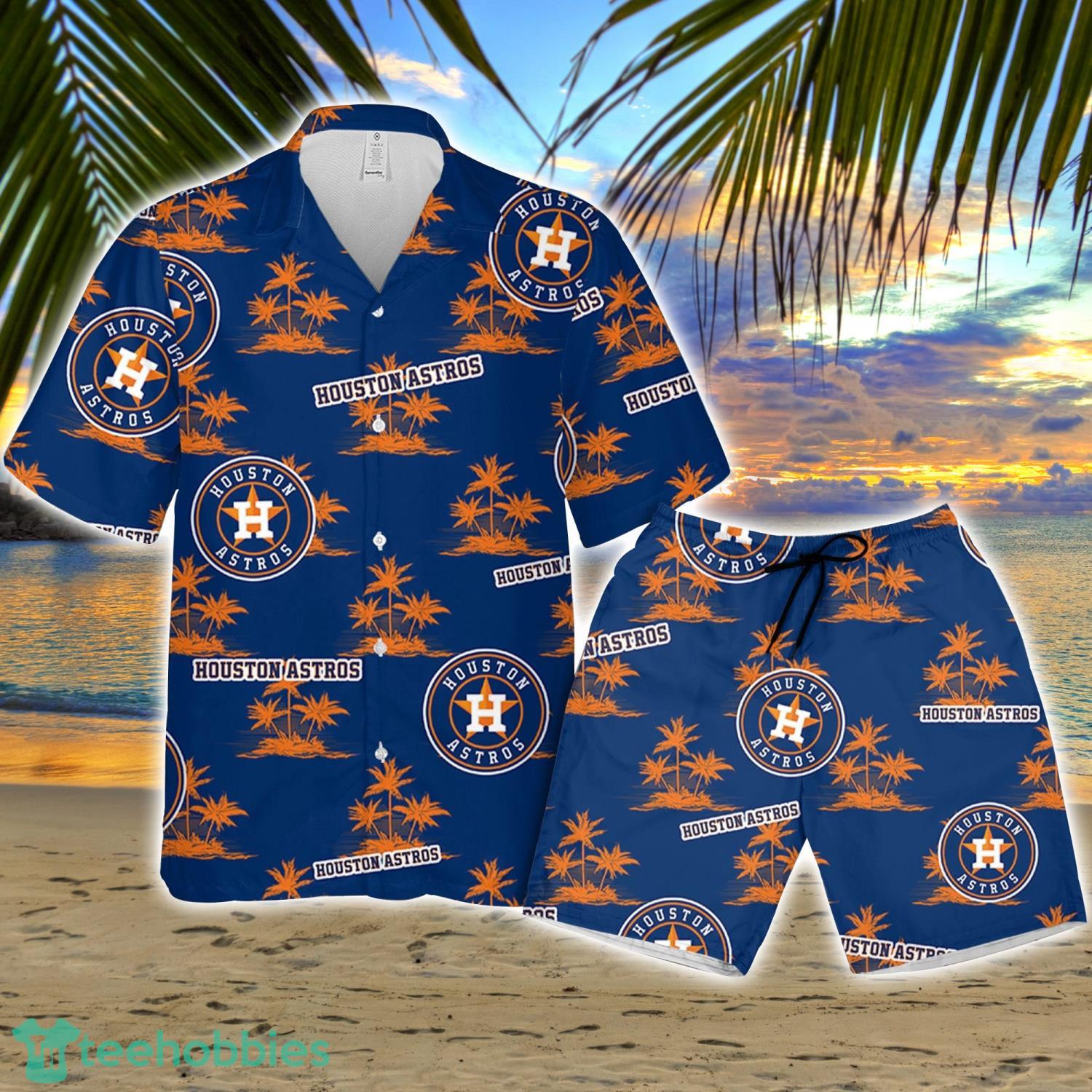 Houston Astro Baseball Coconut Island Pattern Hawaiian Shirt And Shorts Summer Gift Product Photo 1