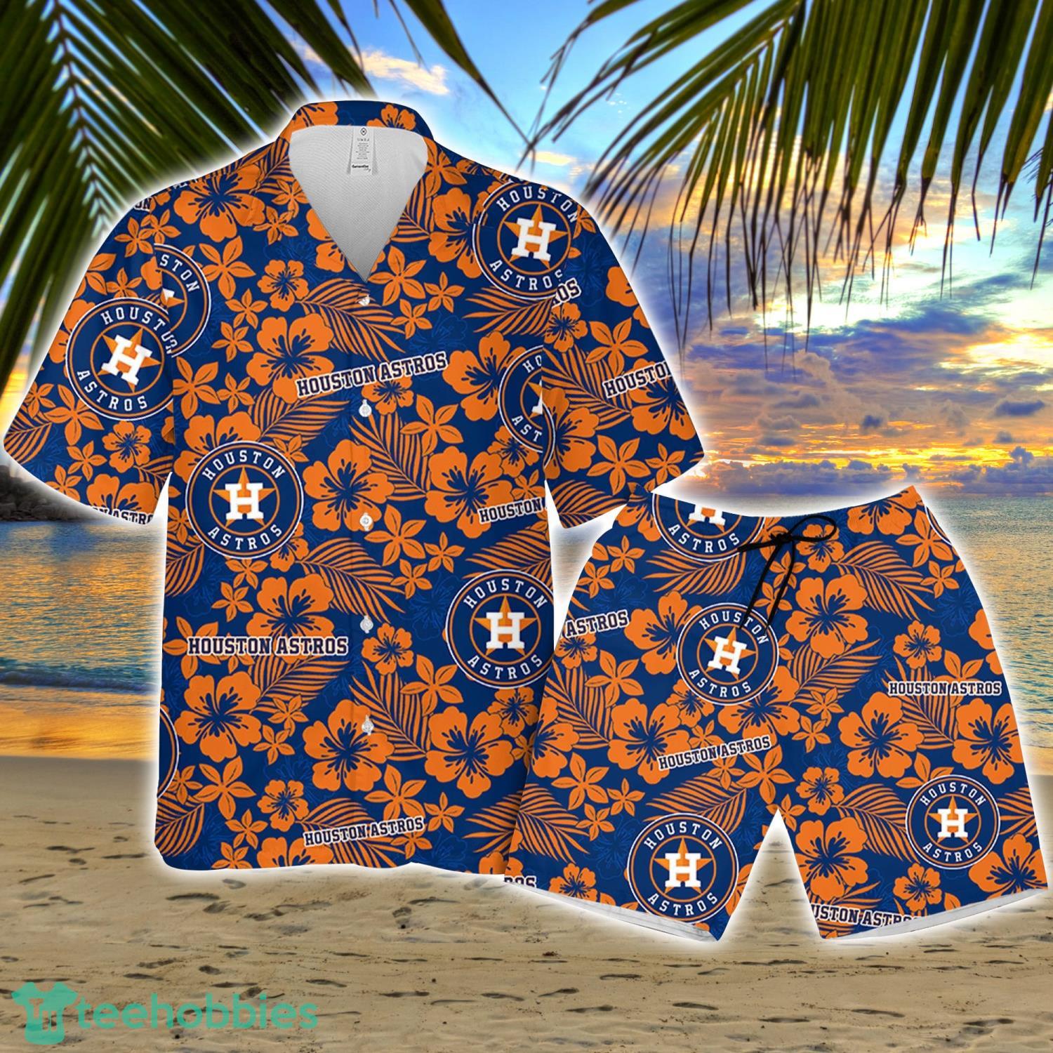 Houston Astro Hibiscus Flower Pattern Hawaiian Shirt And Shorts Gift For Summer Product Photo 1