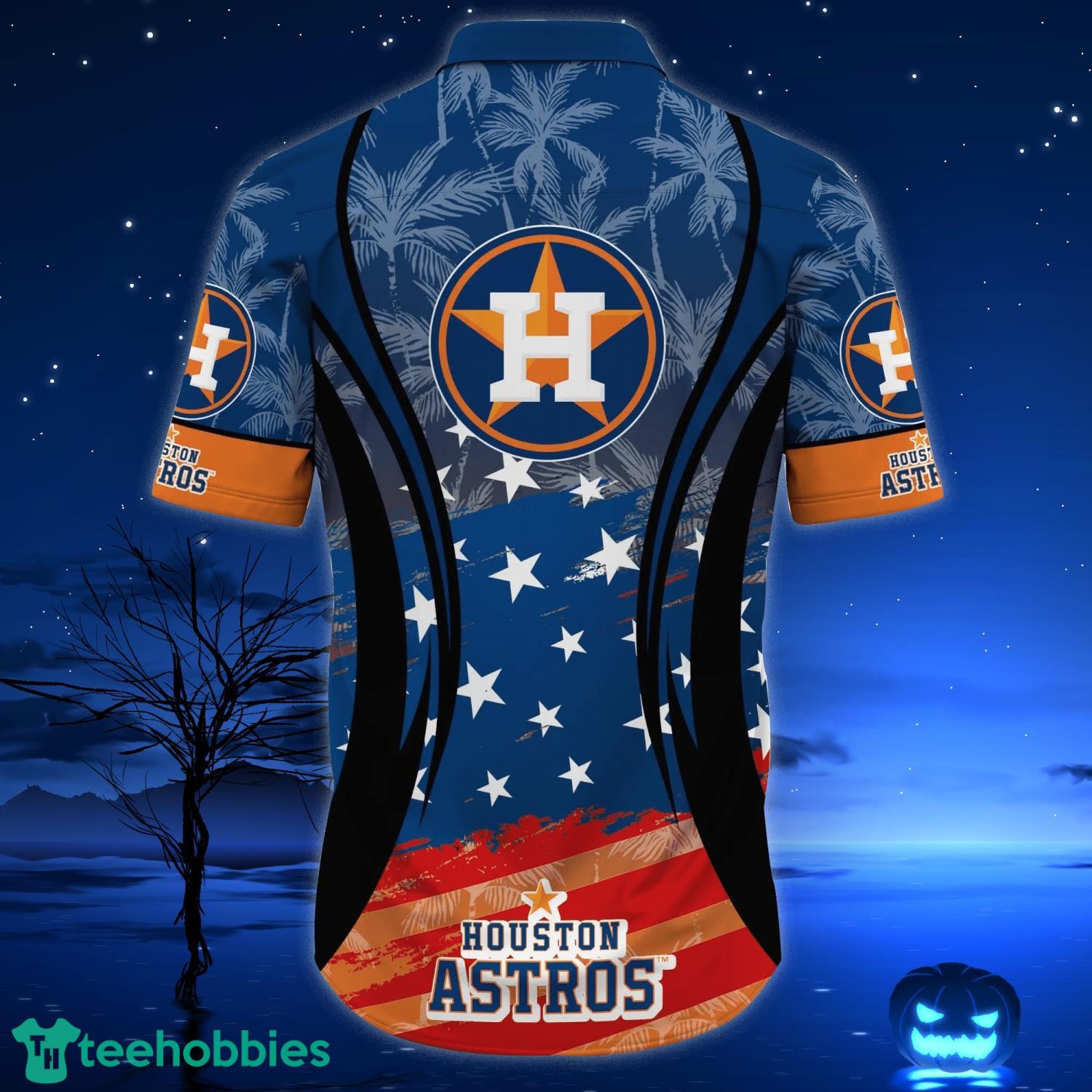 Houston Astros Logo And Green Leaf Pattern All Over Print Hawaiian