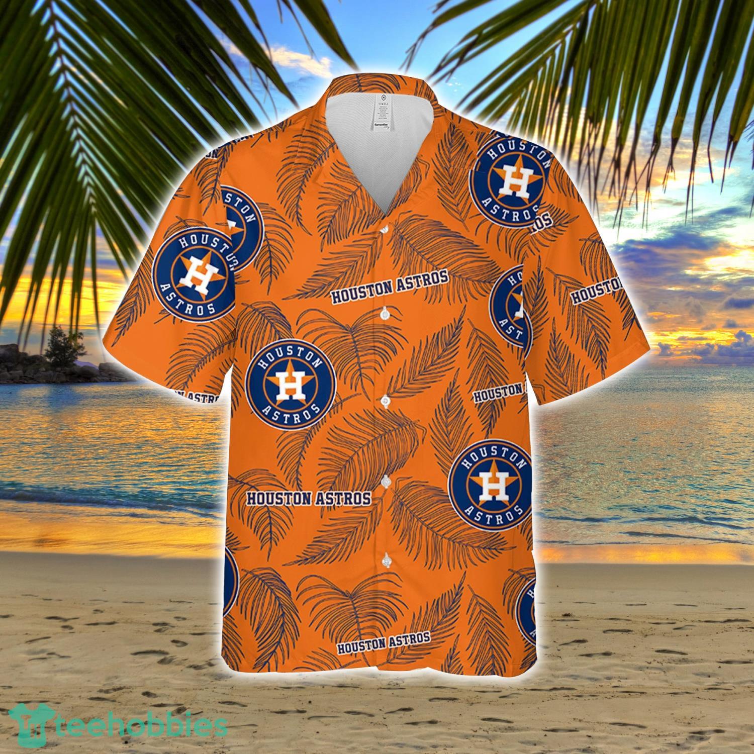 Houston Astros Hawaiian Shirt Tropical Leaves Pattern Aloha - Inspire Uplift