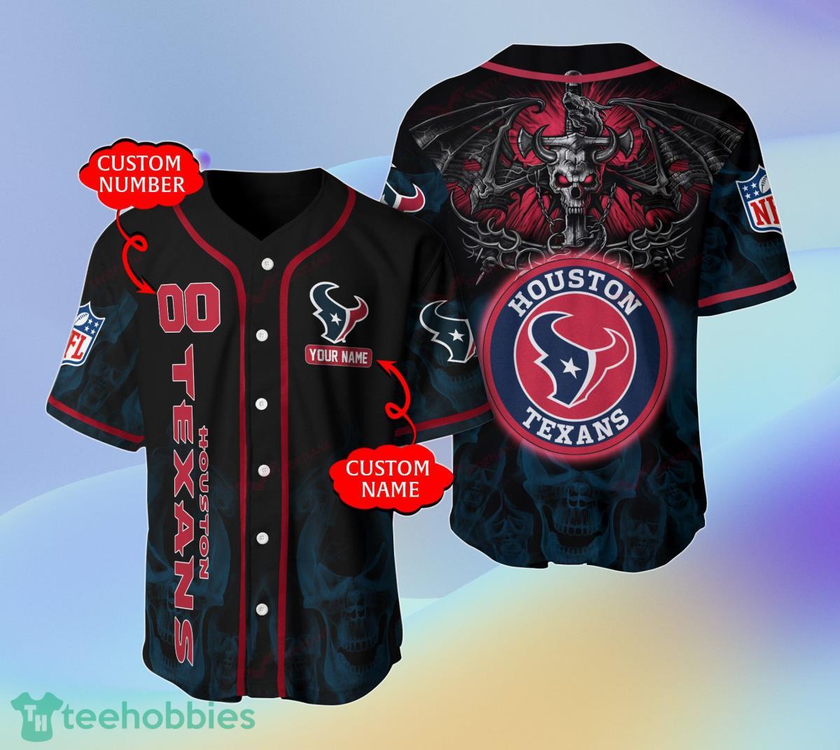 Houston Texans-NFL BASEBALL JERSEY CUSTOM NAME AND NUMBER Best Gift For Men And Women Fans Product Photo 1