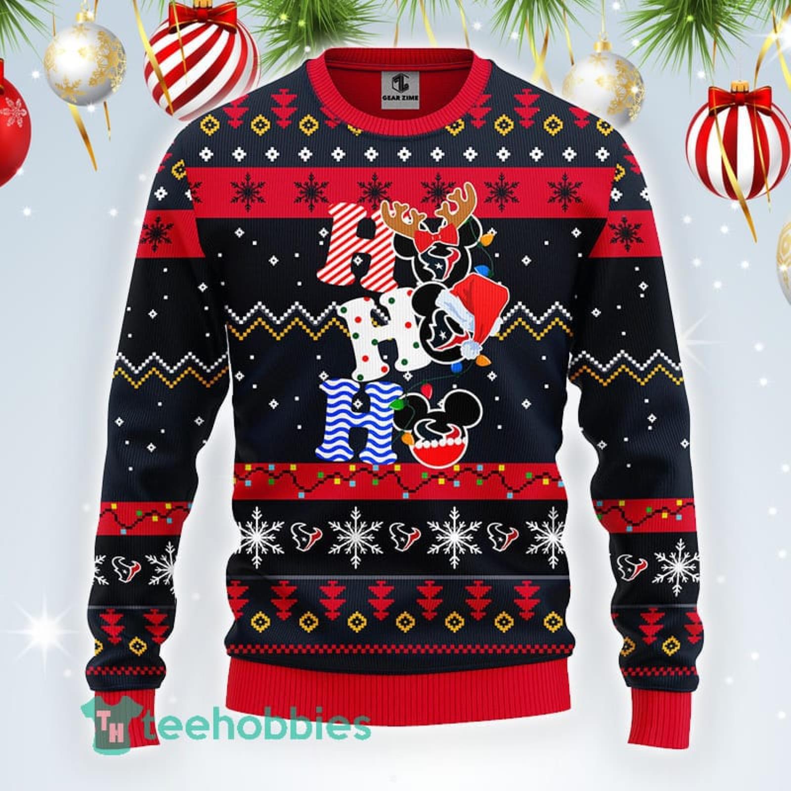 Customized Texans Ugly Christmas Sweater Mickey Goofy Donald Houston Texans  Gift - Personalized Gifts: Family, Sports, Occasions, Trending