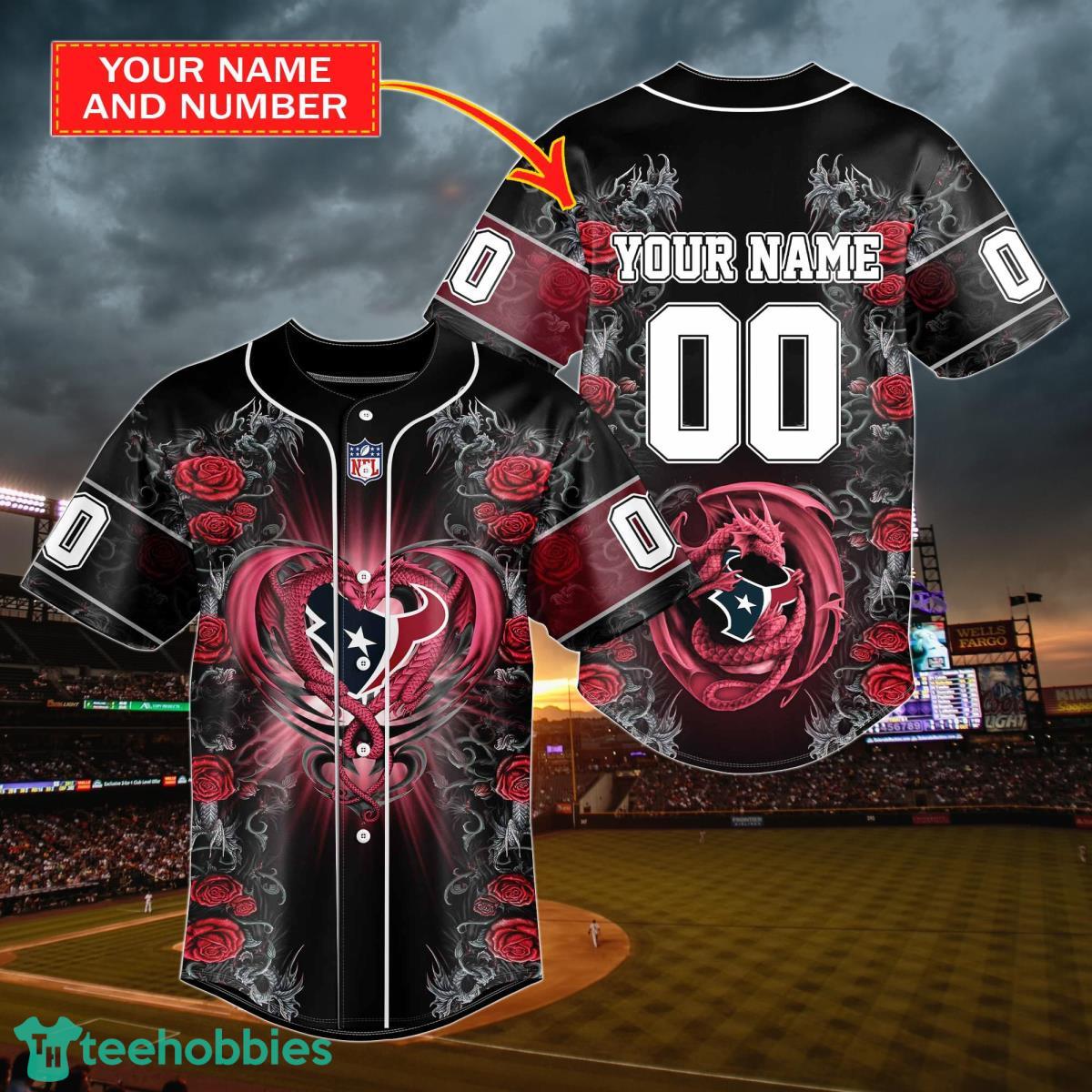 Houston Texans NFL Custom Name Baseball Jersey Shirt Gift For Men