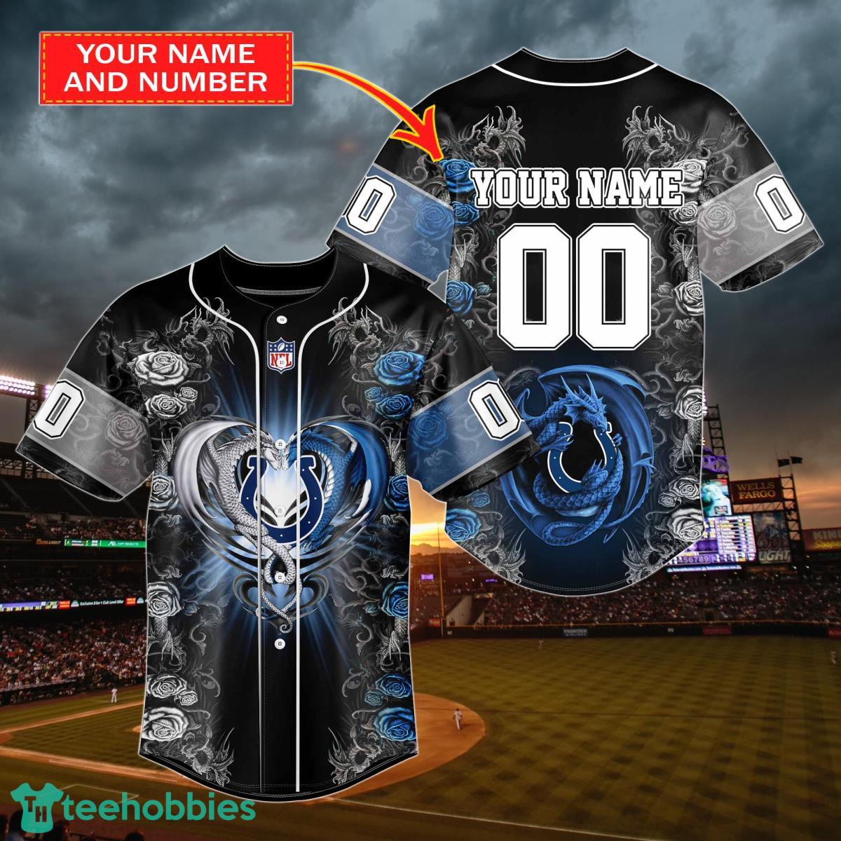 Indianapolis Colts Personalized Name & Number NFL Dragon