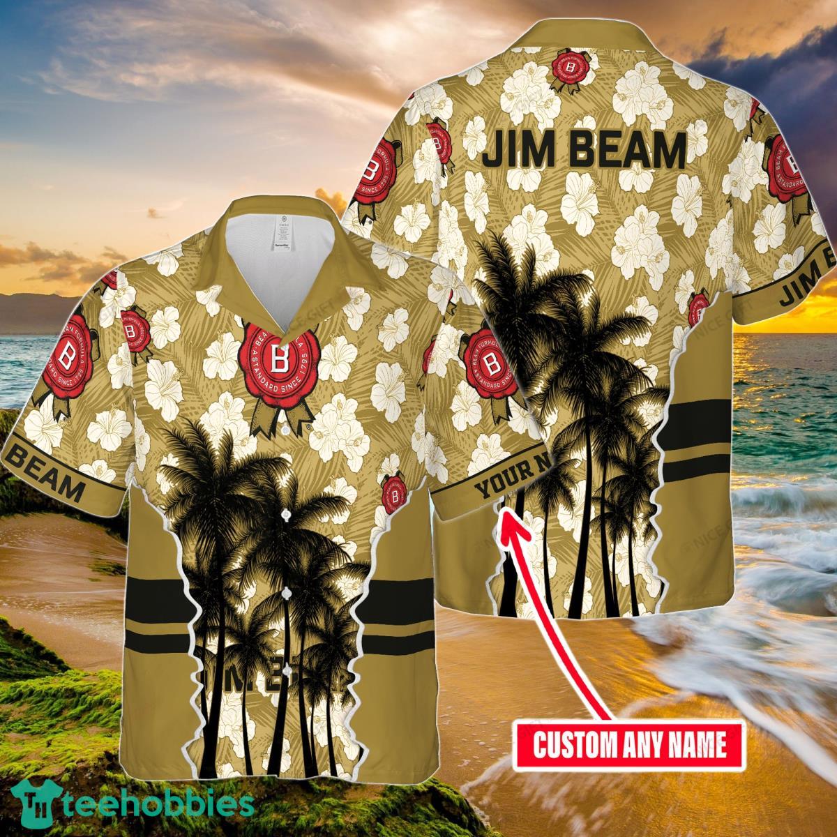 Jim Beam Custom Name Hawaiian Shirt Summer Beach Hawaiian Shirt Product Photo 1