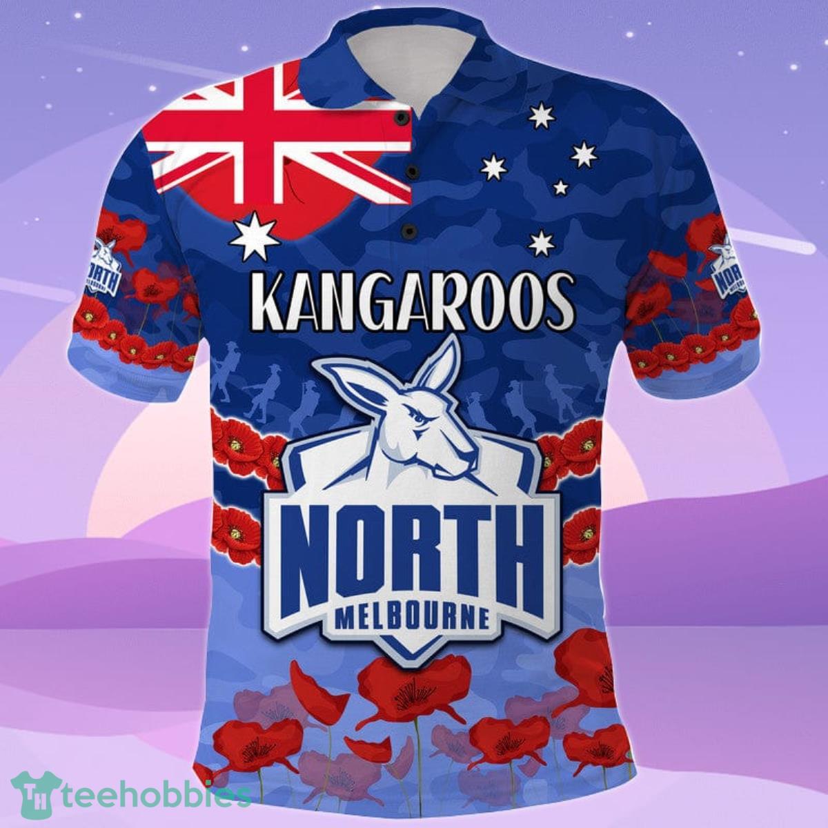 Kangaroos Football ANZAC Polo Shirt Lest We Forget Product Photo 1