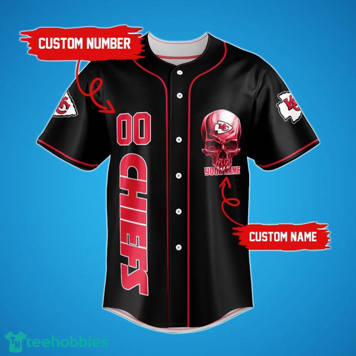 Kansas City Chiefs Damn Right Skull NFL Custom Name & Number Baseball  Jersey Shirt Fans