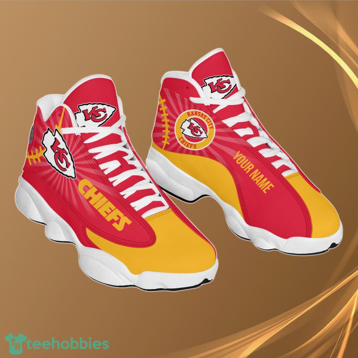 KC. Chief Logo Pattern Custom Name Air Jordan 13 Shoes Sneakers In