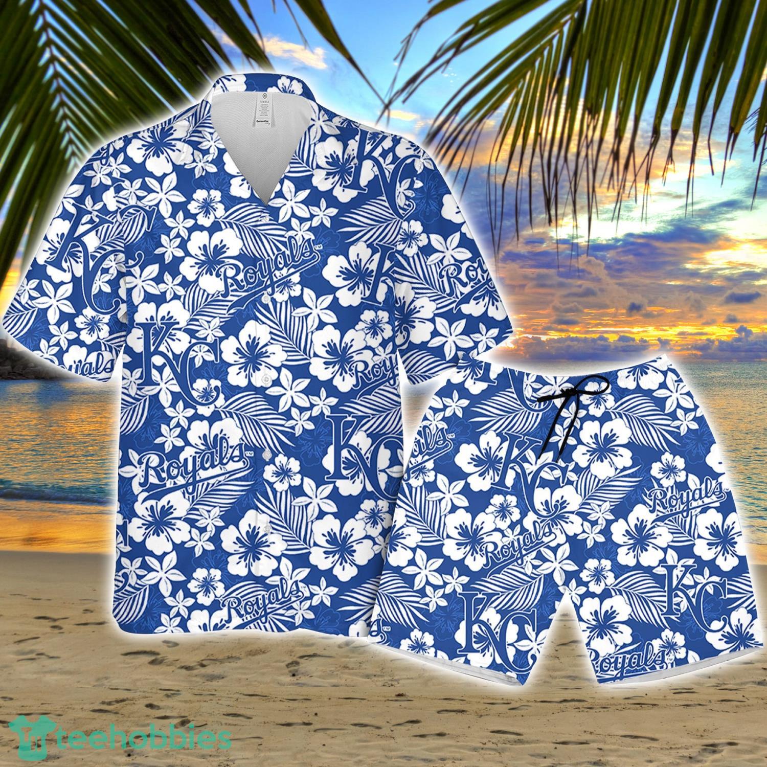 Kansas City Royal Hibiscus Flower Pattern Hawaiian Shirt And Shorts Gift For Summer Product Photo 1 Kansas City Royal Hibiscus Flower Pattern Hawaiian Shirt And Shorts Gift For Summer Product Photo 1