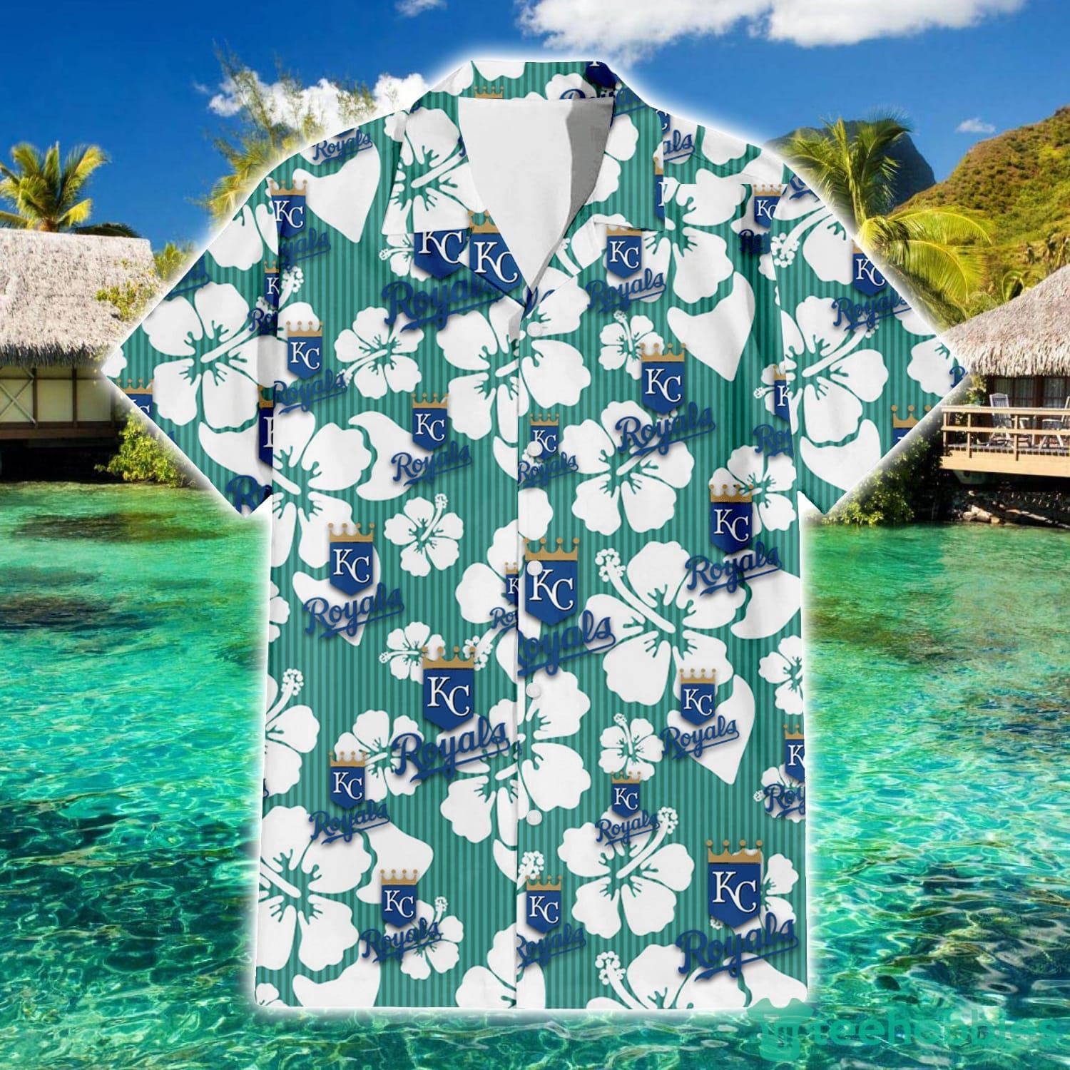 Kansas City Royals White Hibiscus Floral Tropical 3D Hawaiian