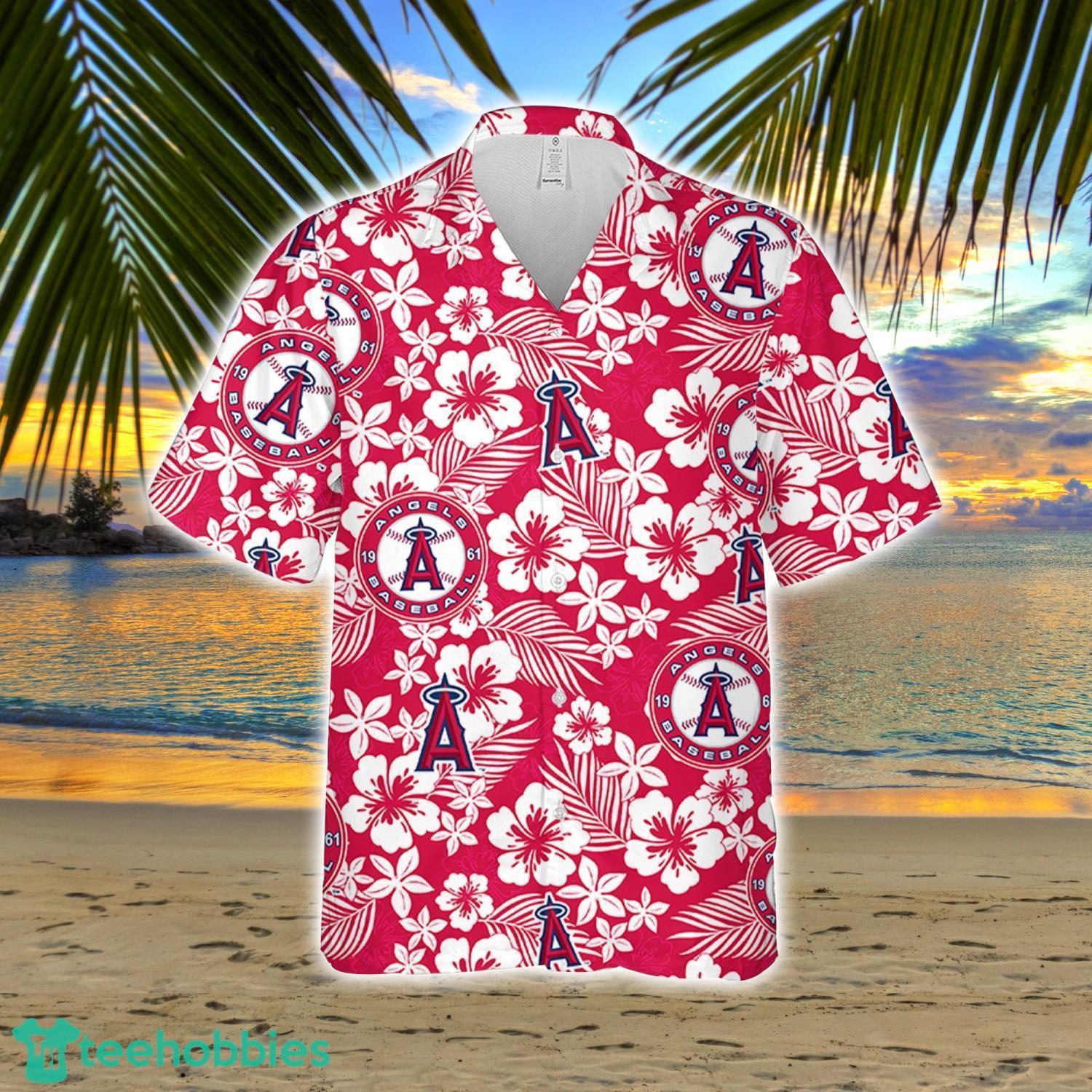 Anaheim Angels Hibiscus Flower Pattern Hawaiian Shirt And Shorts Summer  Gift For Angels Fans