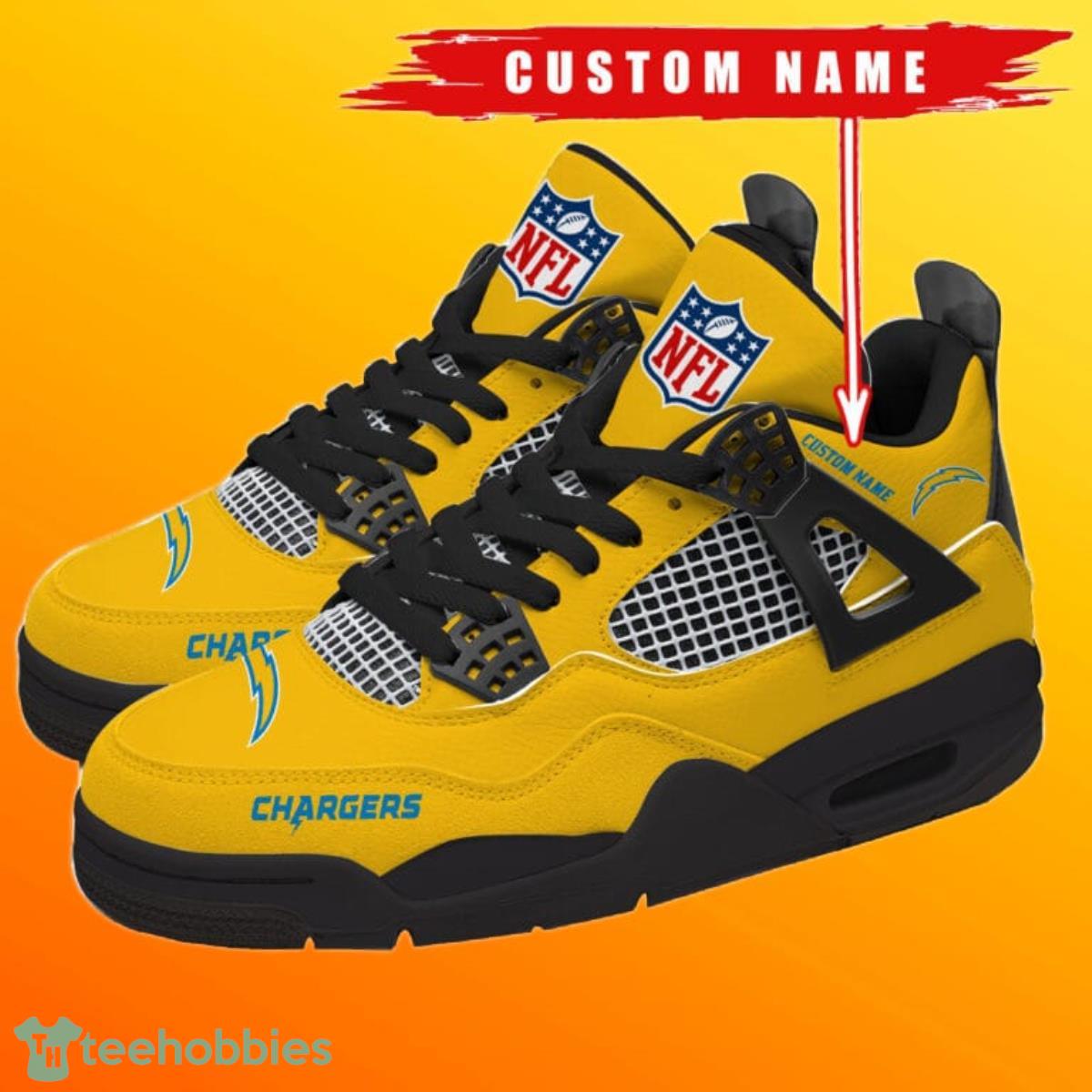 Los Angeles Chargers Personalized Name NFL Air Jordan 4 Trending Sneaker Unique Gift For Fans Product Photo 2
