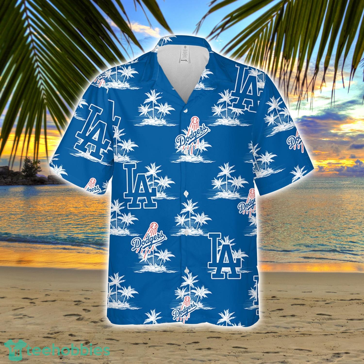 Los Angeles Dodger Baseball Coconut Island Pattern Hawaiian Shirt And Shorts Summer Gift Product Photo 2