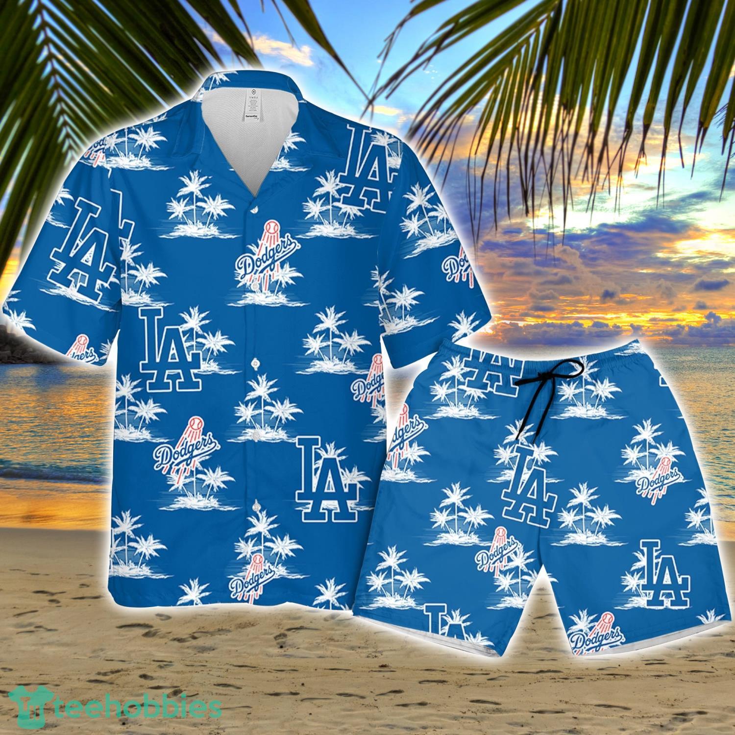 Los Angeles Dodger Baseball Coconut Island Pattern Hawaiian Shirt And Shorts Summer Gift Product Photo 1