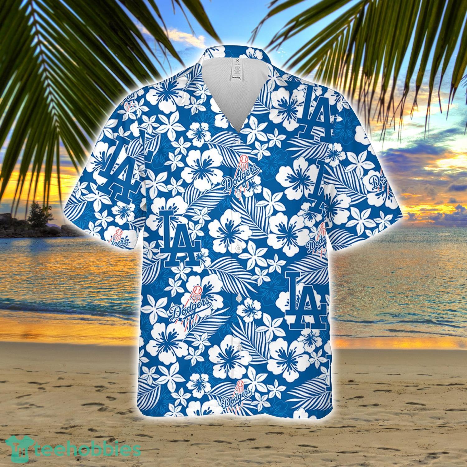 Los Angeles Dodger Hibiscus Flower Pattern Hawaiian Shirt And Shorts Gift For Summer Product Photo 2
