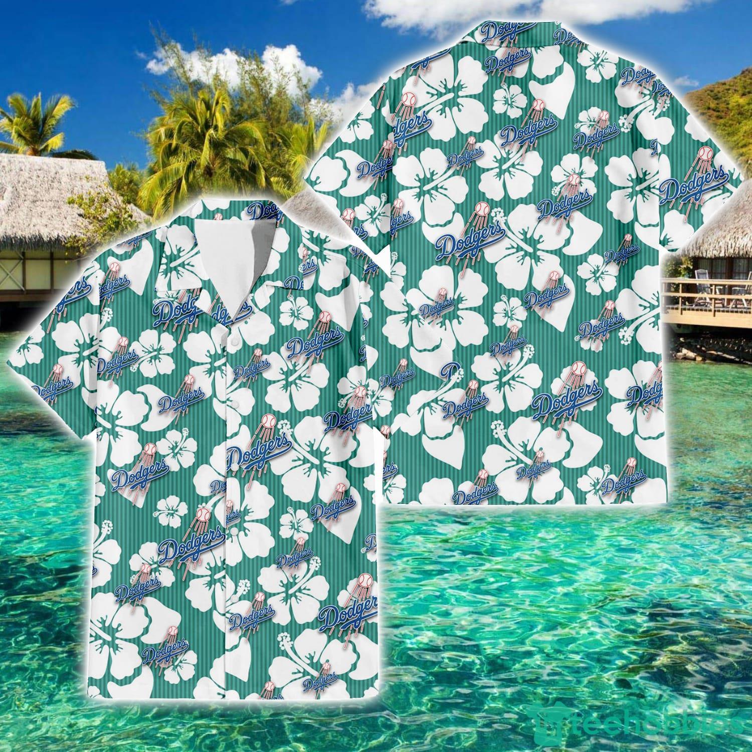 Custom Dodgers Hawaiian Shirt Hibiscus Flower Los Angeles Dodgers