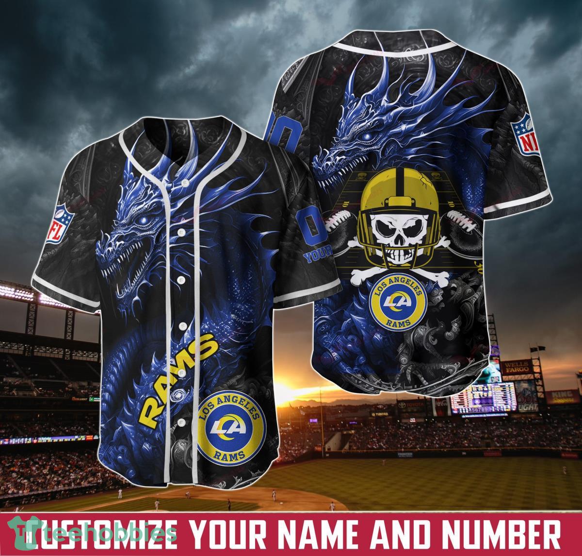 Los Angeles Rams Personalized Name And Number NFL 3D Baseball Jersey Shirt For Fans Product Photo 1