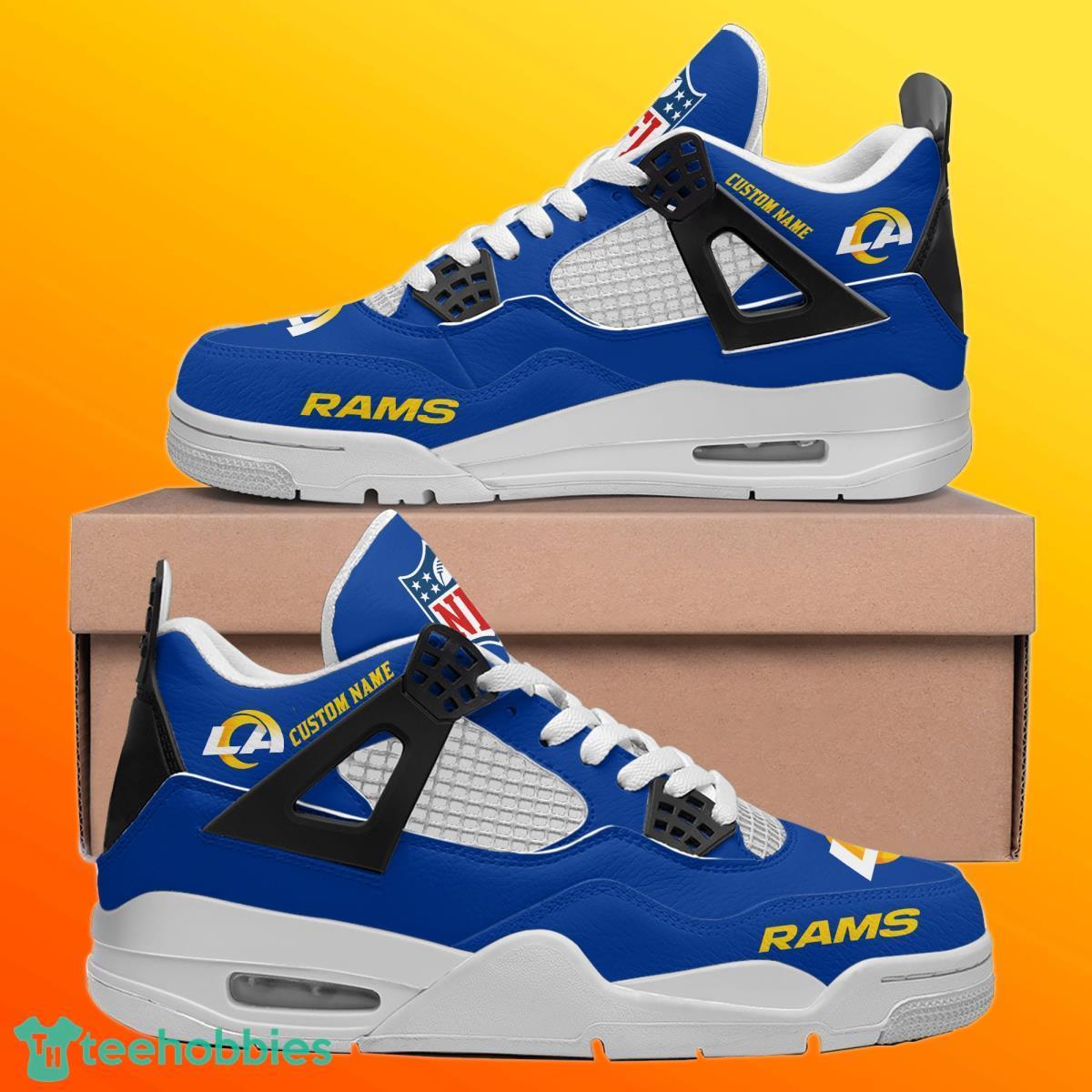 Los Angeles Rams Personalized Name NFL Air Jordan 4 Trending Sneaker Special Gift For Fans Men Women Product Photo 2