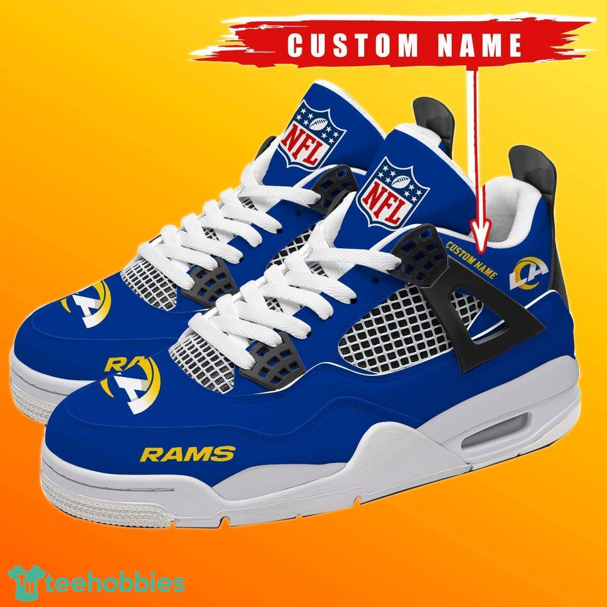 Los Angeles Rams Personalized Name NFL Air Jordan 4 Trending Sneaker Special Gift For Fans Men Women Product Photo 1