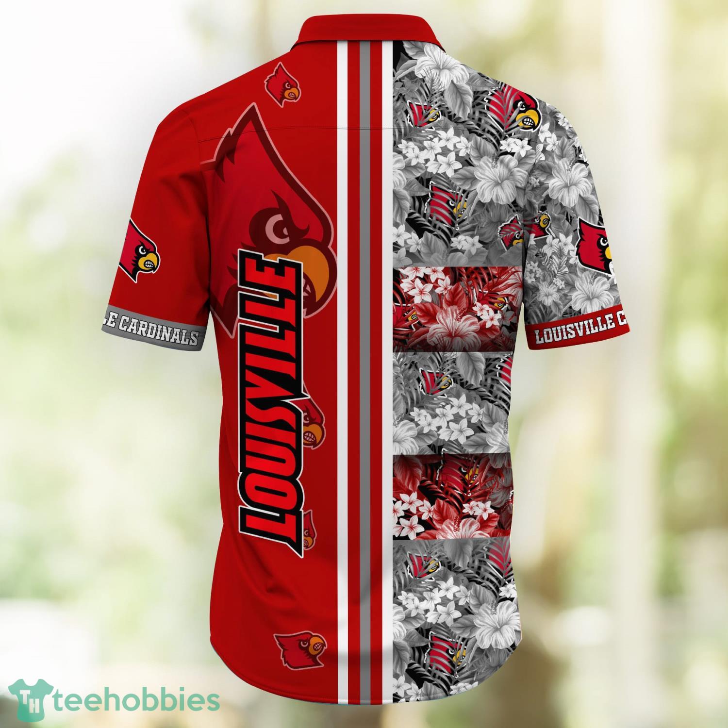 Louisville Cardinals Striped And Tropical Flower Hawaiian Shirt