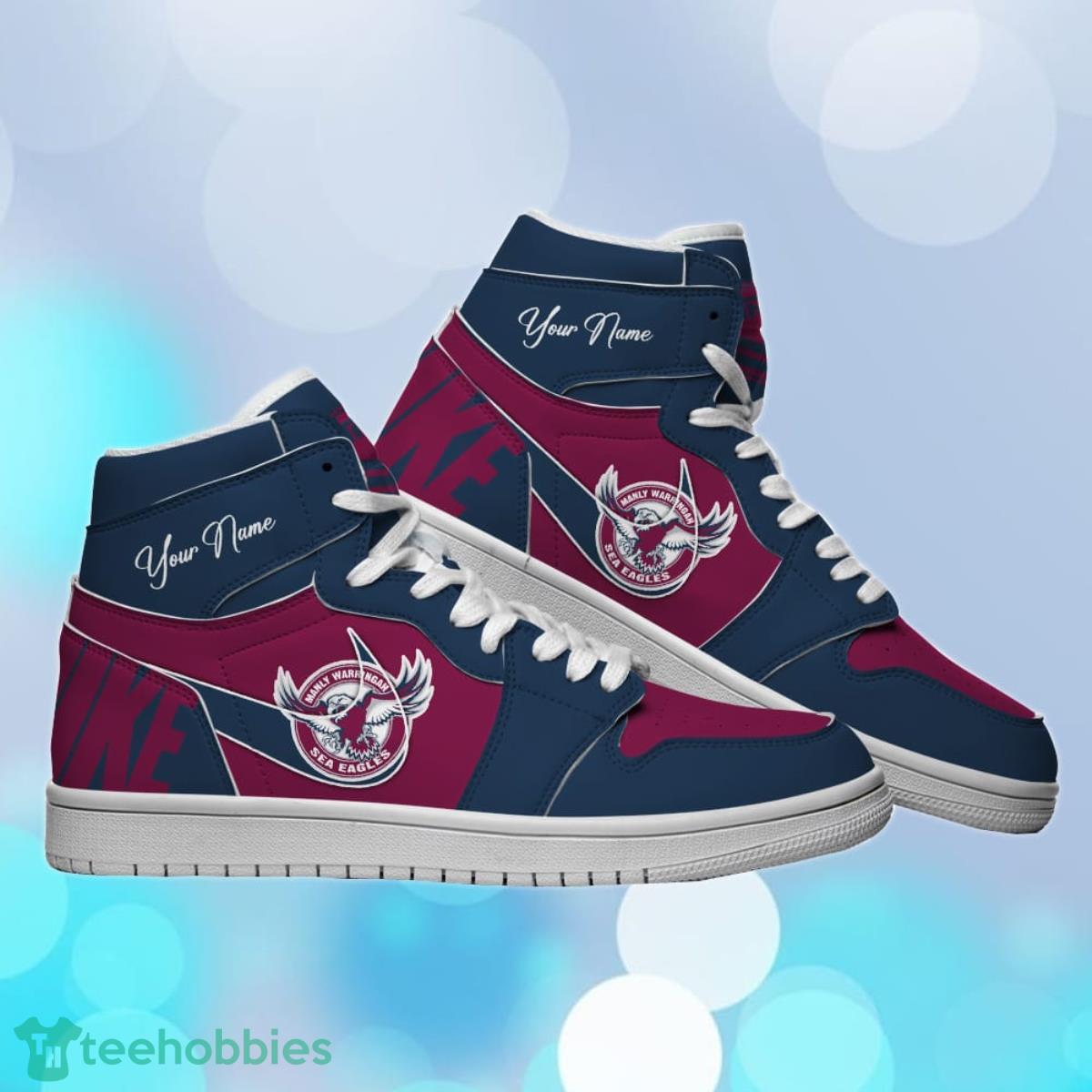 Manly Warringah Sea Eagles Custom Name NRL Air Jordan HighTop Best Gift For Fans Product Photo 1