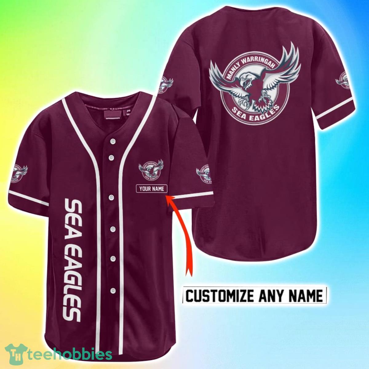 Manly Warringah Sea Eagles NRL Custom Name Baseball Jersey Best Gift For Men And Women Fans Product Photo 1