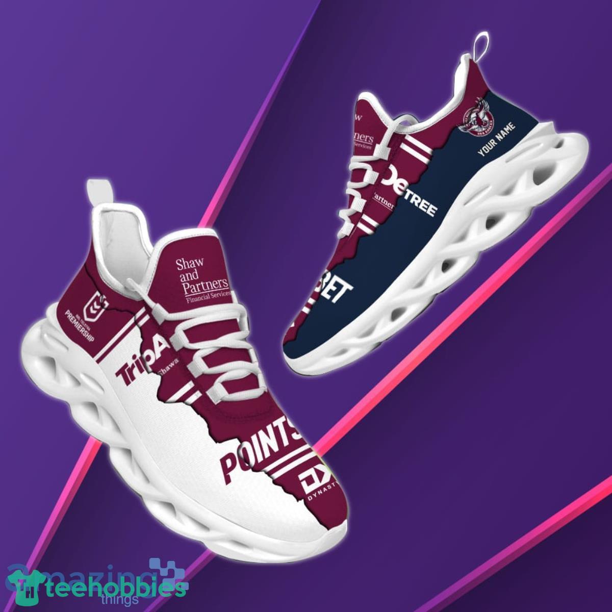 Manly Warringah Sea Eagles Personalized Name NRL Max Soul Shoes Unique Gift For Fans Product Photo 2
