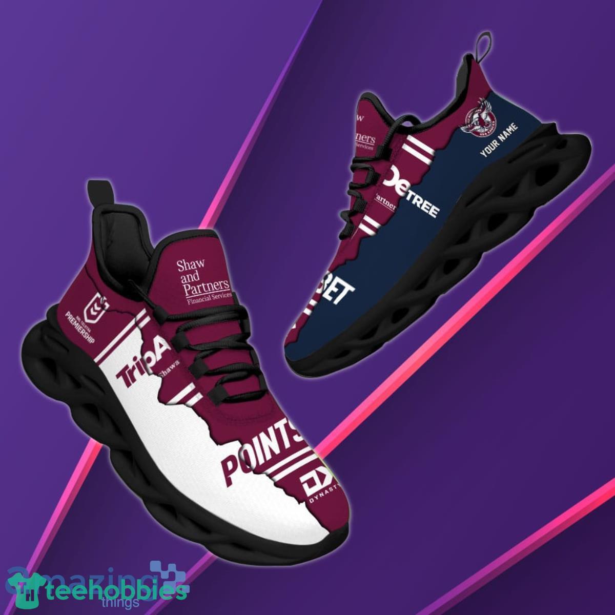 Manly Warringah Sea Eagles Personalized Name NRL Max Soul Shoes Unique Gift For Fans Product Photo 1