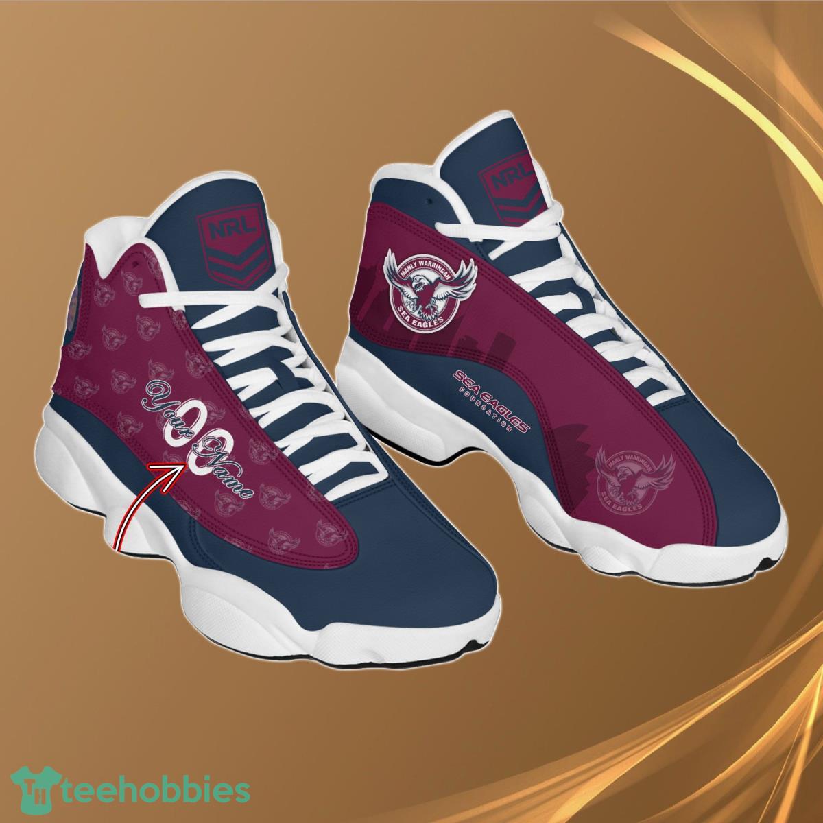 Manly Warringah Sea Eagles Personalzied Name NRL Air Jordan 13 Shoes Best Gift Fans Product Photo 1