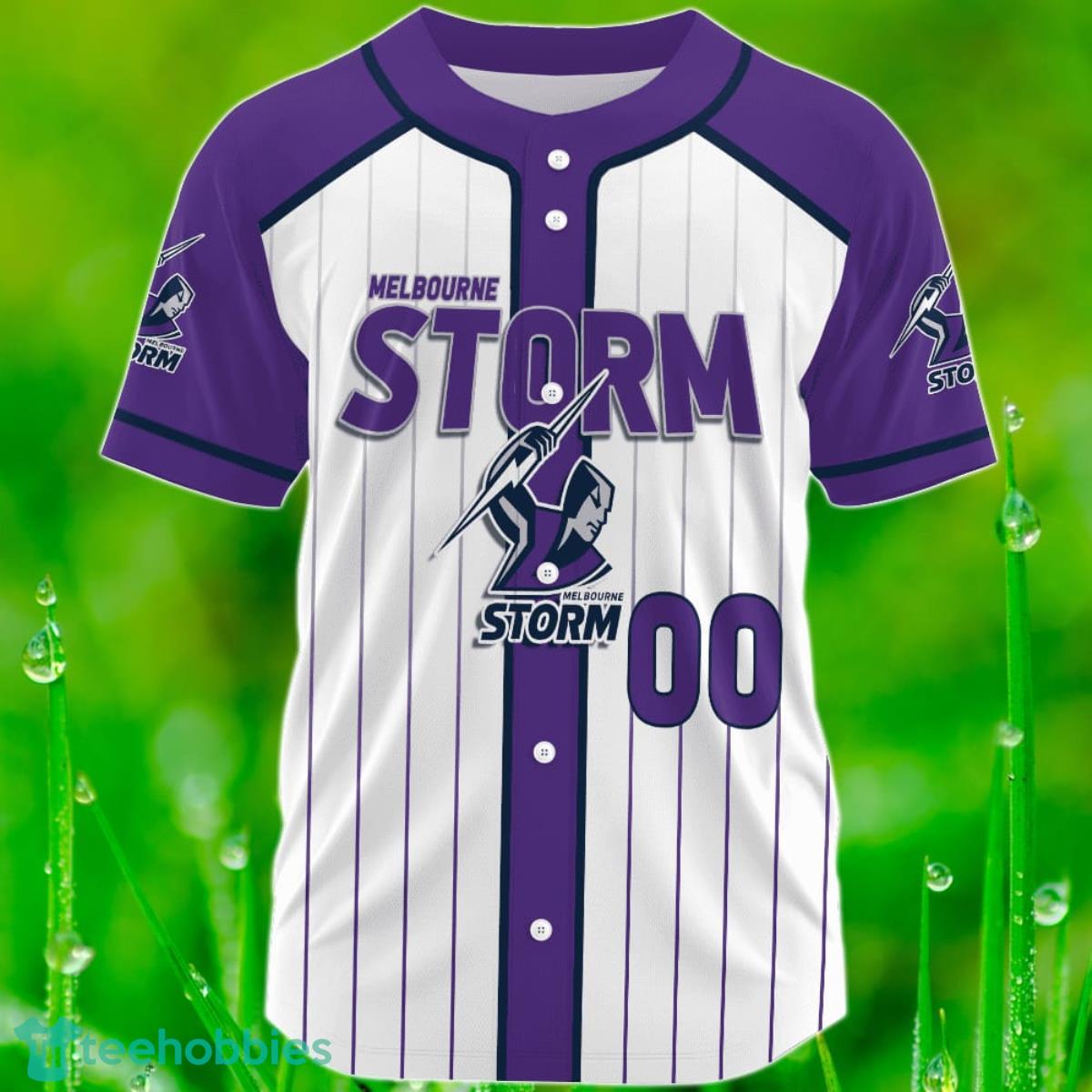 Melbourne Storm Custom Name & Number NRL Baseball Jersey Best Gift For Men And Women Fans Product Photo 2