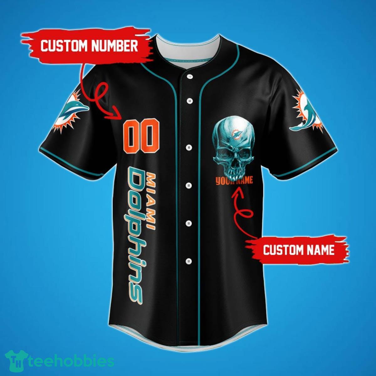 Miami Dolphins Damn Right Skull NFL Custom Name & Number Baseball Jersey  Shirt Fans