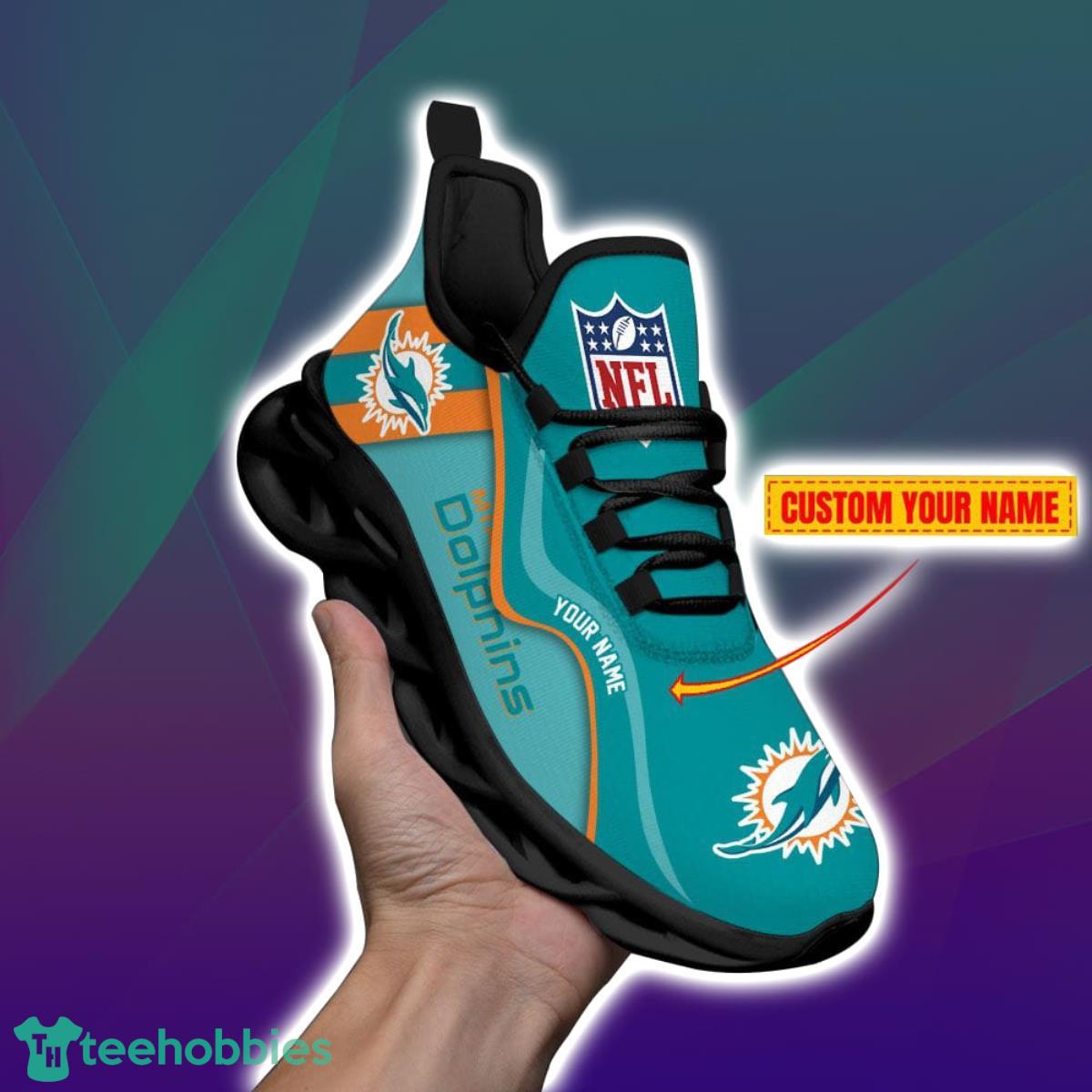 Miami Dolphins-NFL Custom Name Max Soul Shoes Impressive Gift For Men And Women Fans Product Photo 1