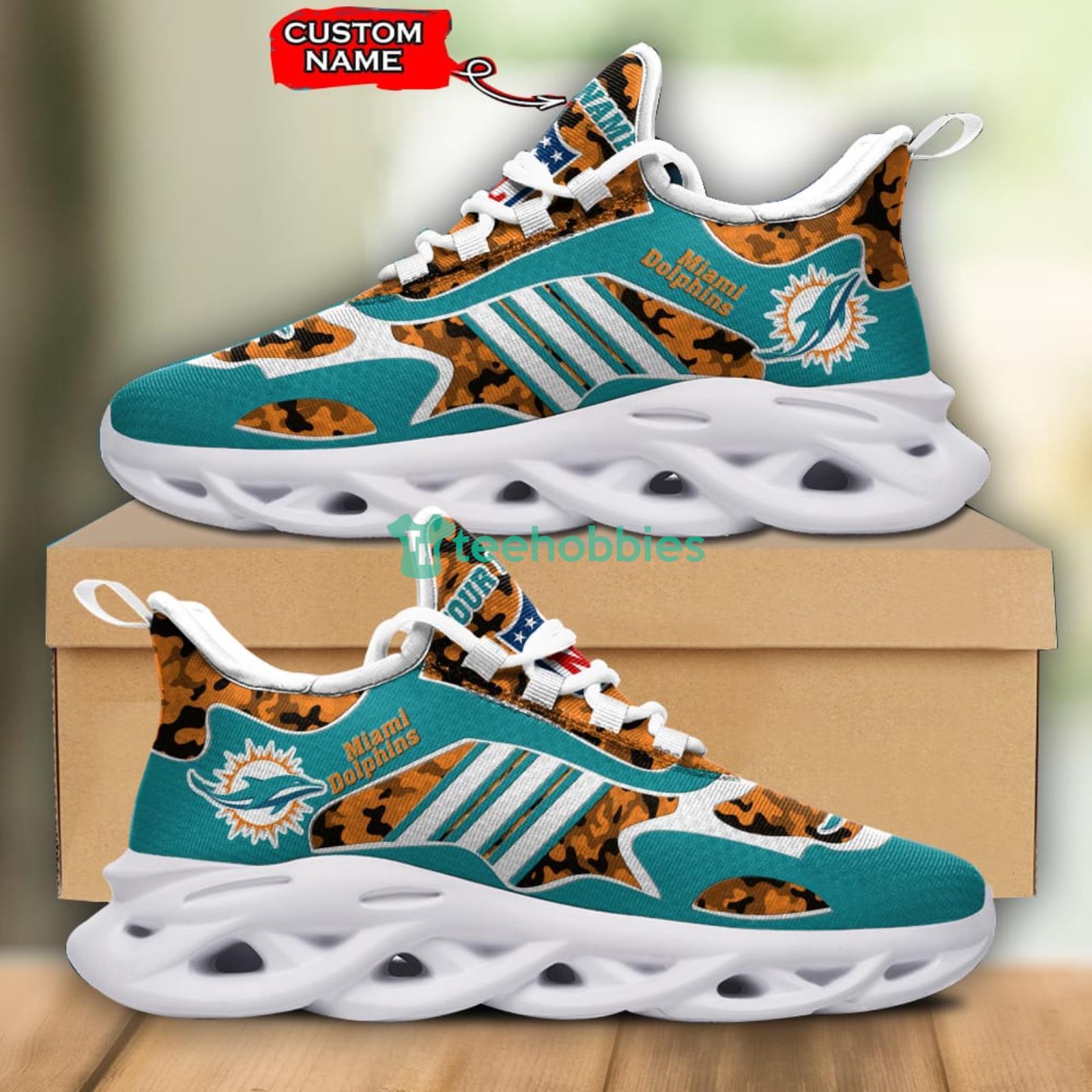 NFL Miami Dolphins Custom Name Aqua Orange Max Soul Shoes Gift For Fans  Sport