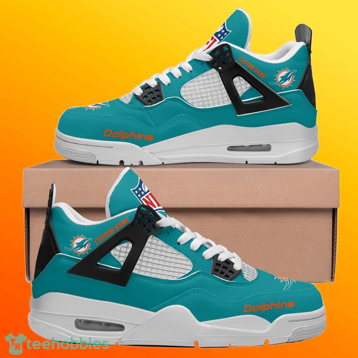 Miami Dolphins Personalized Name NFL Air Jordan 4 Trending Sneaker Special Gift For Fans Product Photo 1
